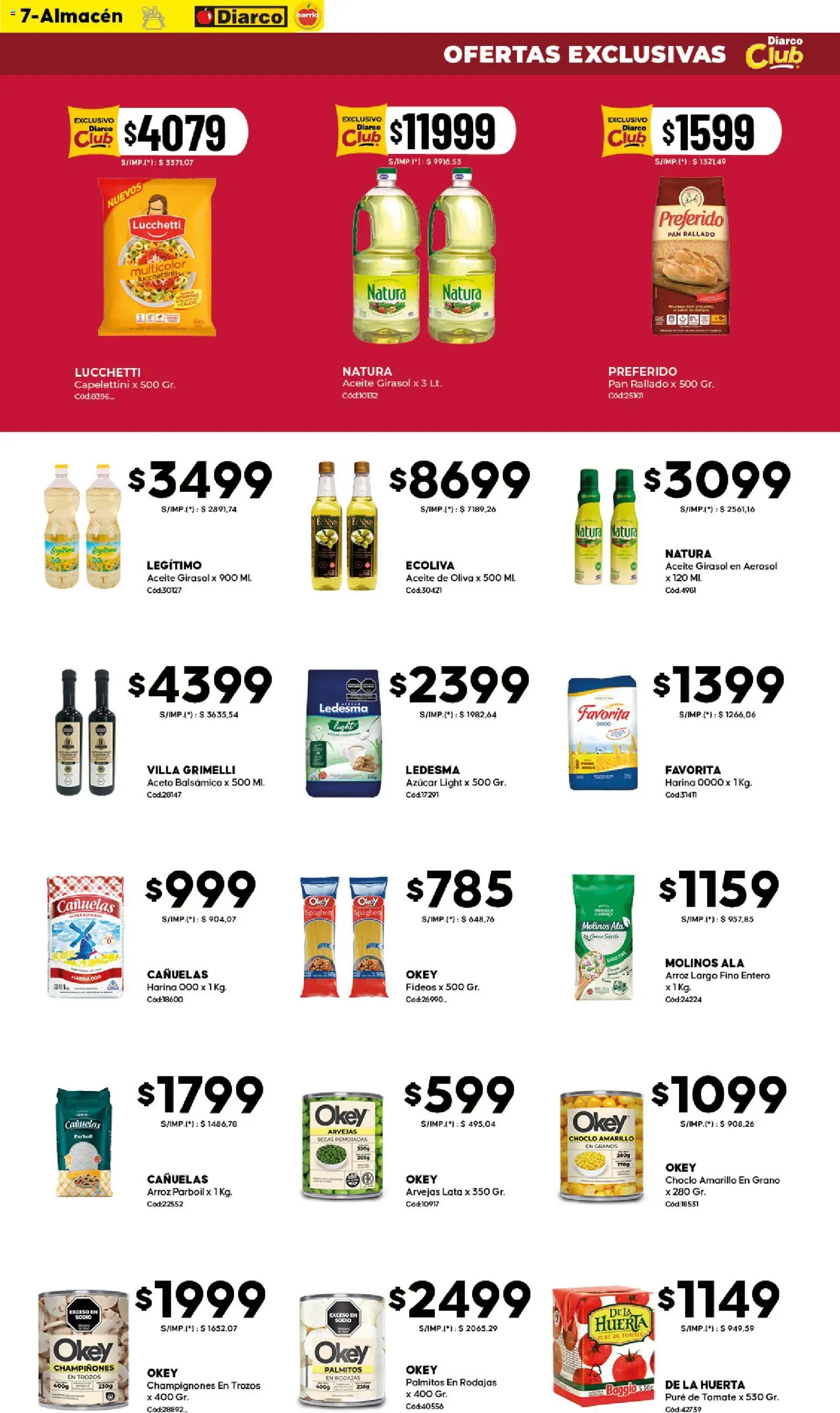 Diarco ofertas BARRIO │ válido desde el 16.03.2026 | Página: 7 | Productos: Oliva, Palmitos, Pan, Pan rallado