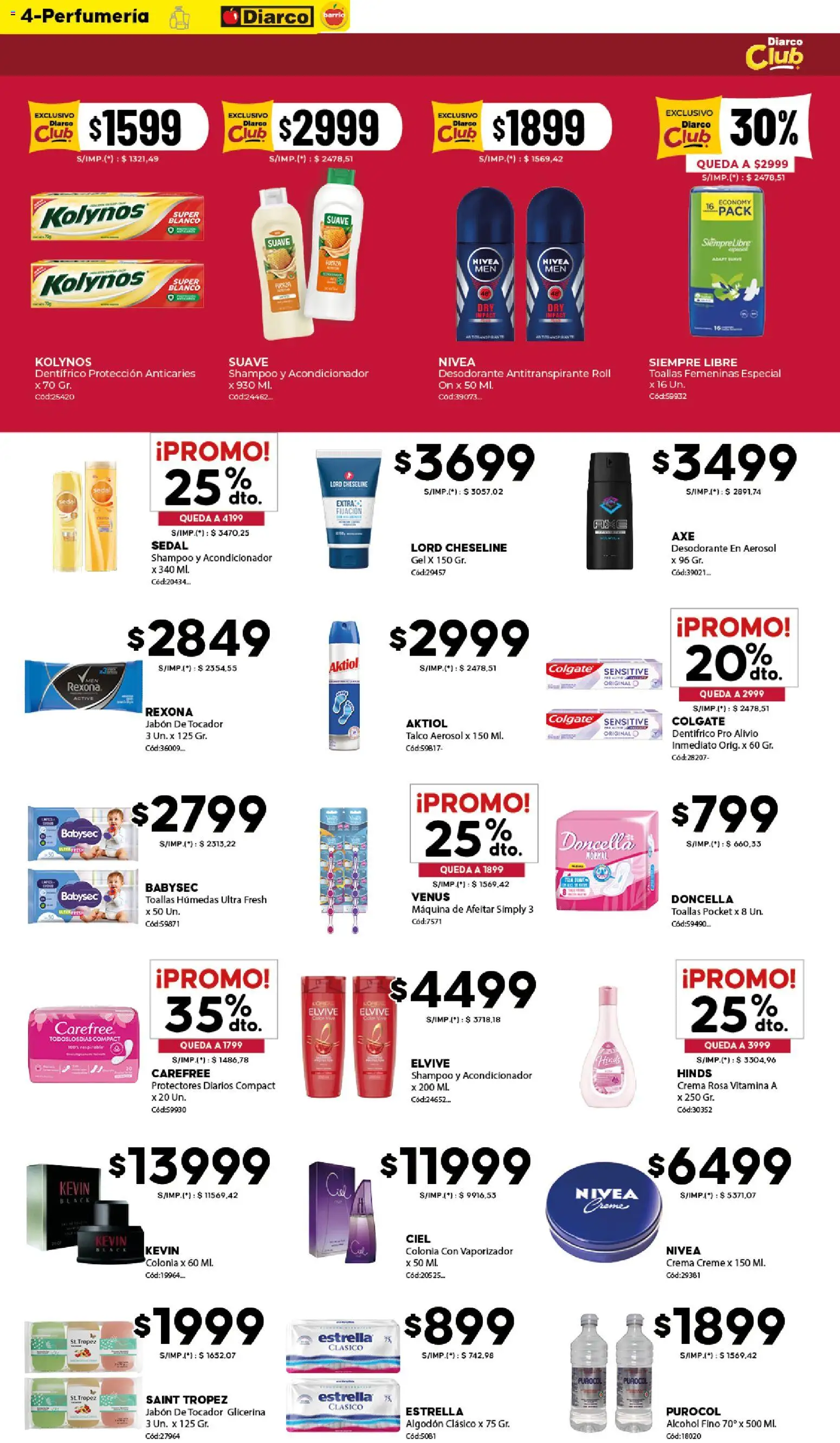 Diarco - Ofertas Diarco Barrio │ válido desde el 22.12.2025 | Página: 4 | Productos: Algodón, Shampoo, Acondicionador, Antitranspirante
