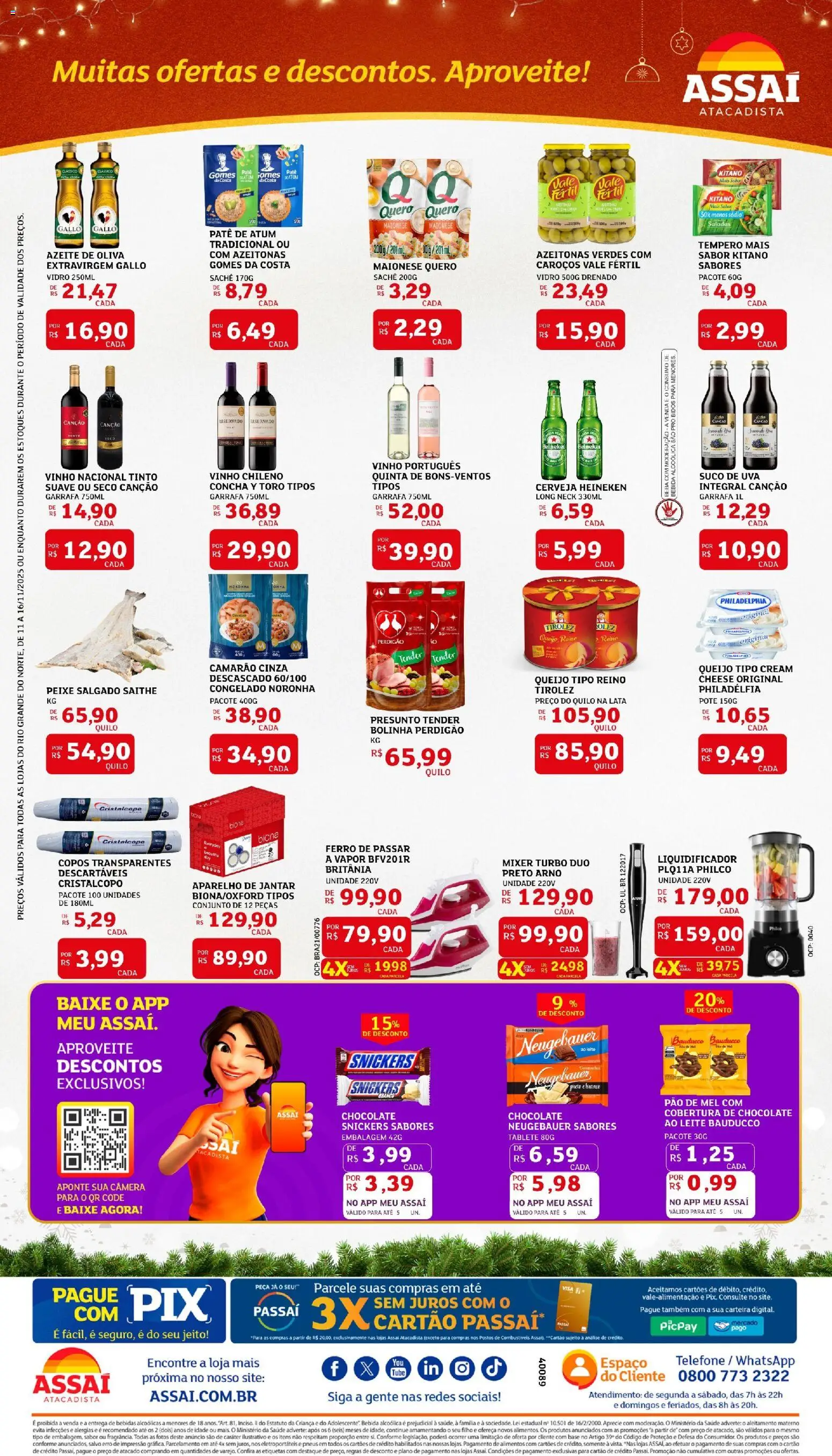 Assaí Atacadista Folheto - válido de 11.11.2025 | Página: 2 | Produtos: Liquidificador, Camarão, Gomes da costa, Carteira