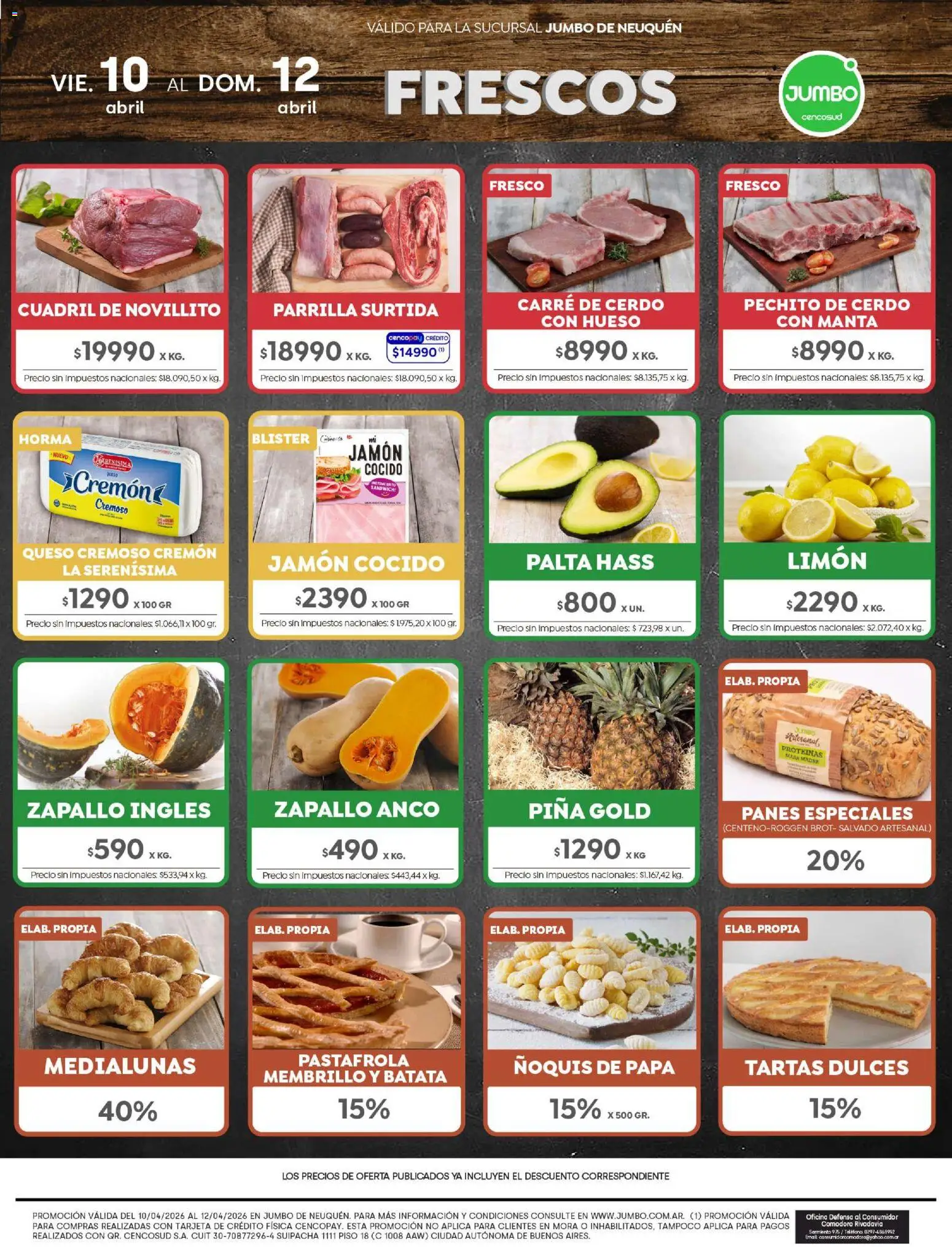 Jumbo - Ofertas | Neuquén │ válido desde el 10.04.2026 | Página: 8 | Productos: Teléfono, Papa, Jamón, Cerdo