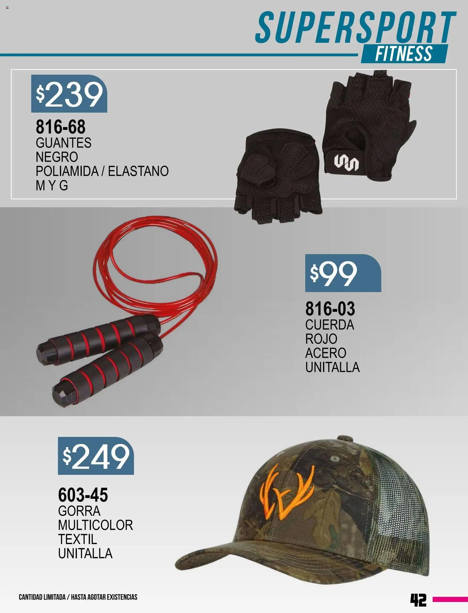 Nuevas ofertas de Cklass válidas en toda la República Mexicana desde el 08.01.2026. ¡Encuentra las mejores ofertas en Cklass catálogo Especial Supersport Dama! | Página: 120 | Productos: Cuerda, Gorra, Guantes