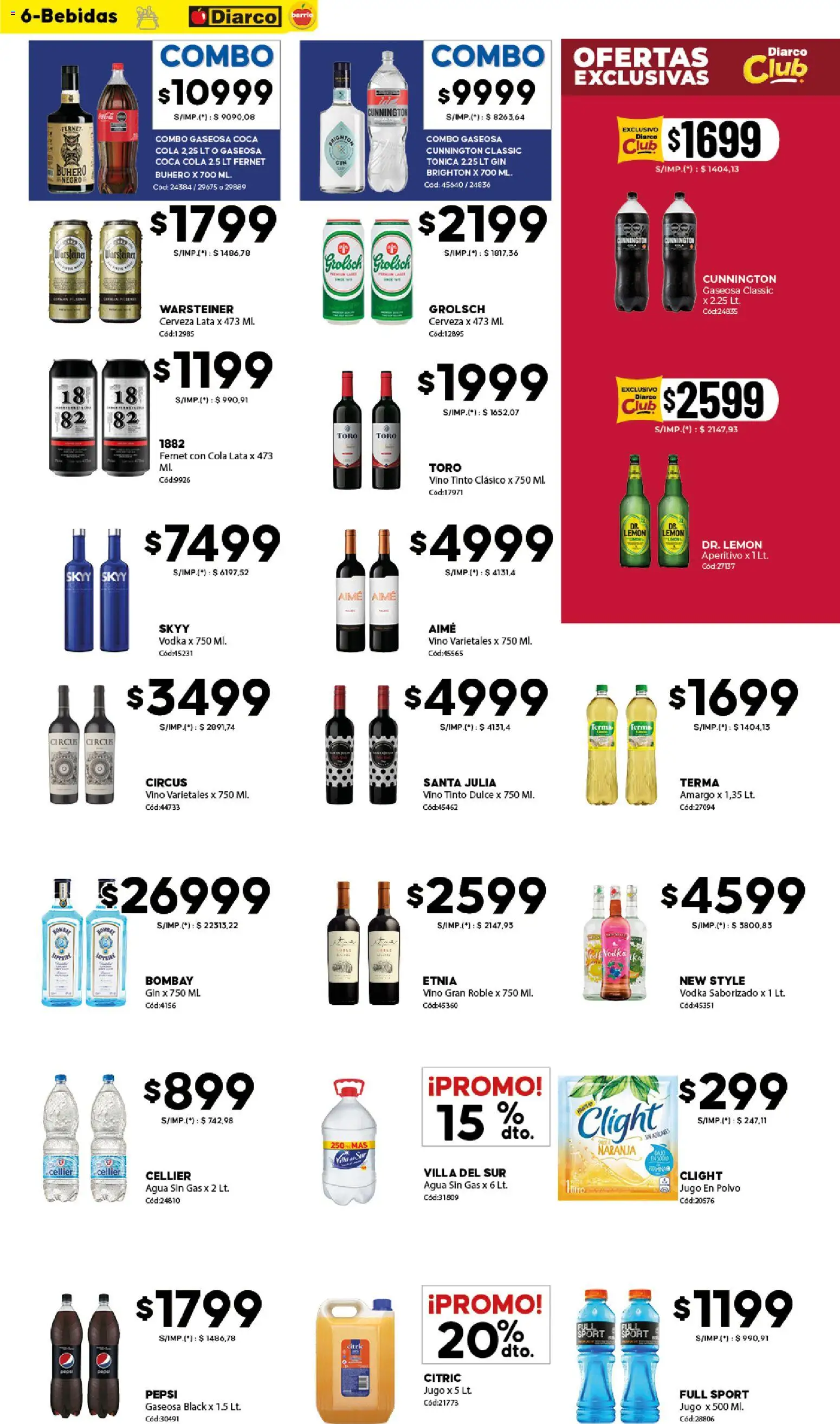 Diarco ofertas - BARRIO │ válido desde el 12.01.2026 | Página: 6 | Productos: Gin, Fernet, Jugo, Vino