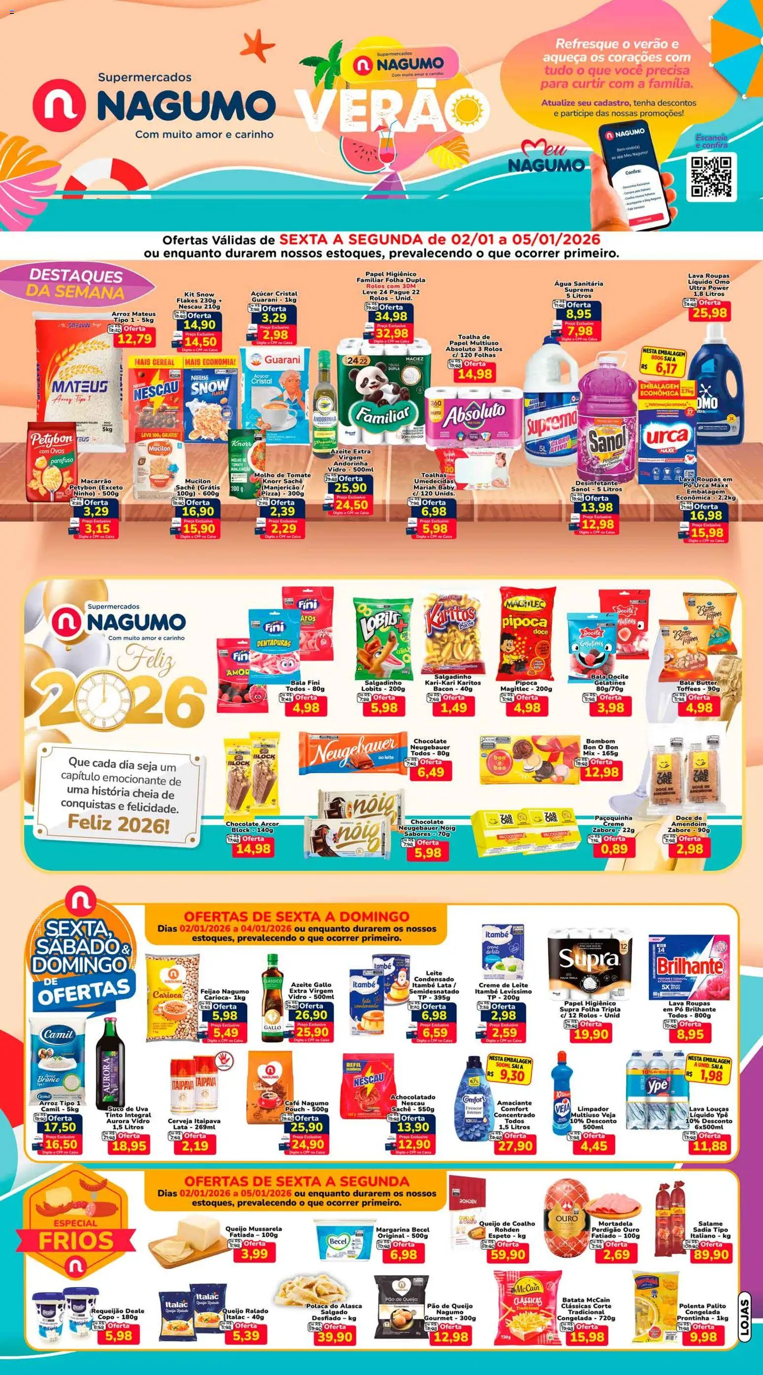 Nagumo Folheto - válido de 02.01.2026 | Página: 1 | Produtos: Molho de tomate, Achocolatado, Leite, Queijo ralado