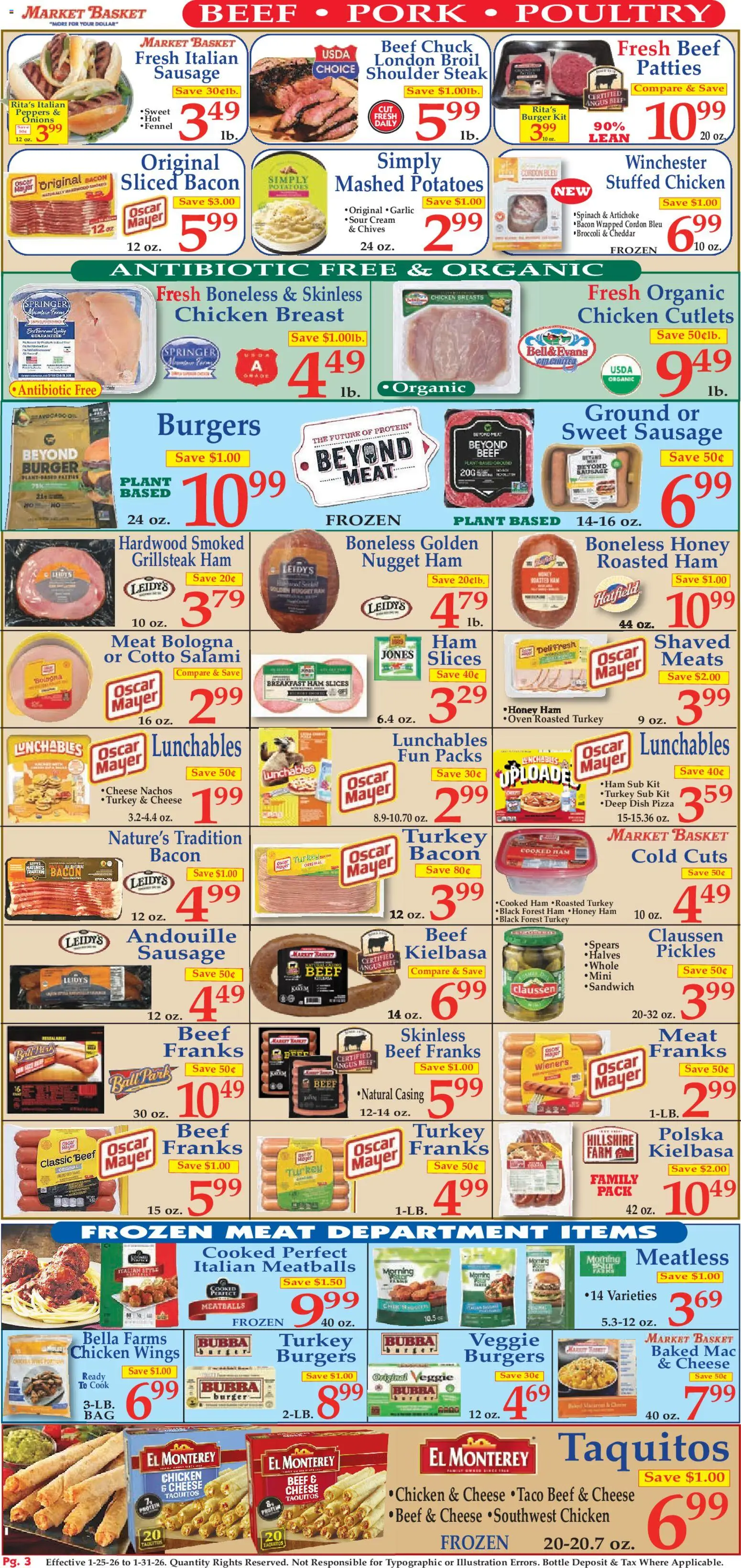 Market Basket Ad - valid from 25.01.2026 | Page: 3 | Products: Salami, Pizza, Beef, Potatoes