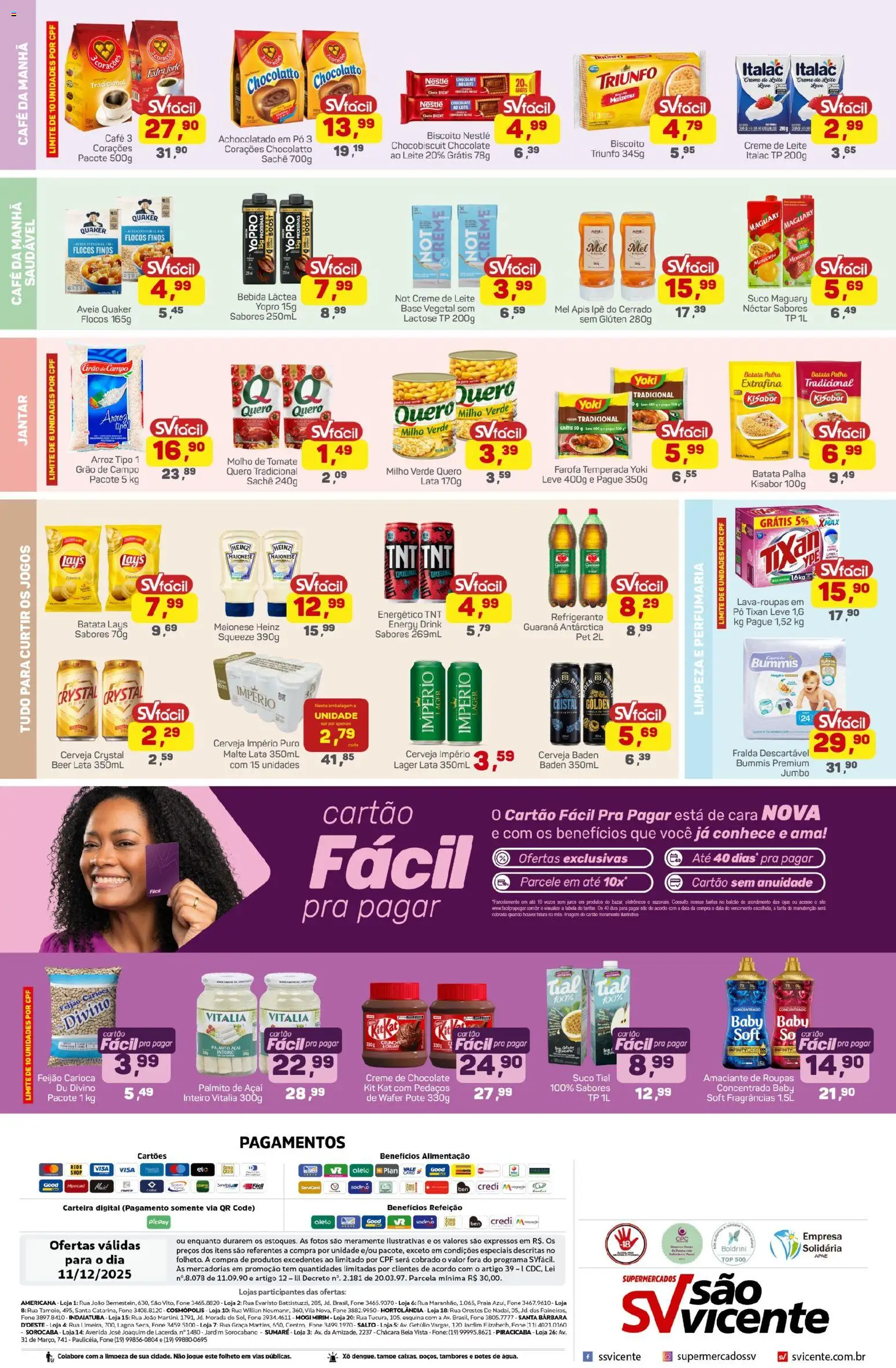 Supermercados São Vicente Folheto - válido de 11.12.2025 | Página: 2 | Produtos: Amaciante de roupas, Leite, Arroz, Refrigerante