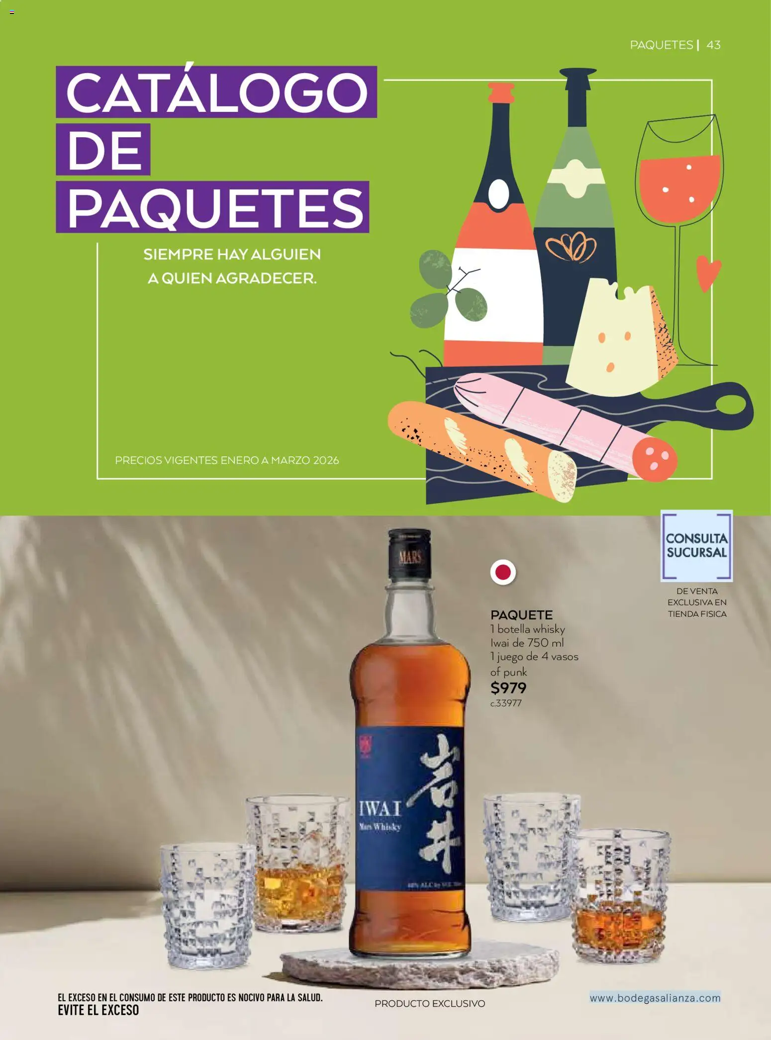 Nuevas ofertas de Bodegas Alianza válidas en toda la República Mexicana desde el 01.01.2026. ¡Encuentra las mejores ofertas en Bodegas Alianza catálogo! | Página: 45 | Productos: Juego, Botella, Vasos, Whisky