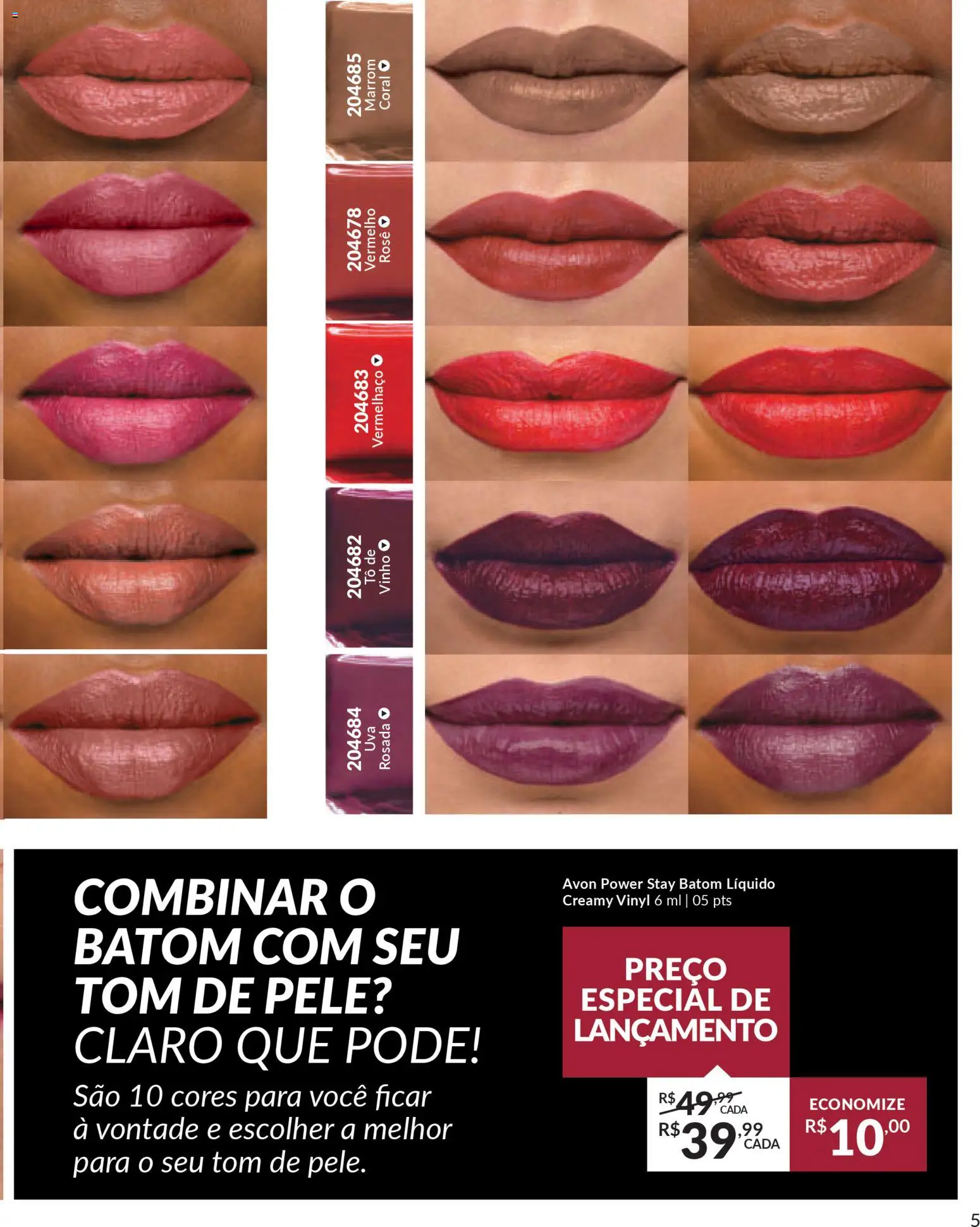 Avon Folheto - válido de 06.01.2026 | Página: 5 | Produtos: Batom, Vinho