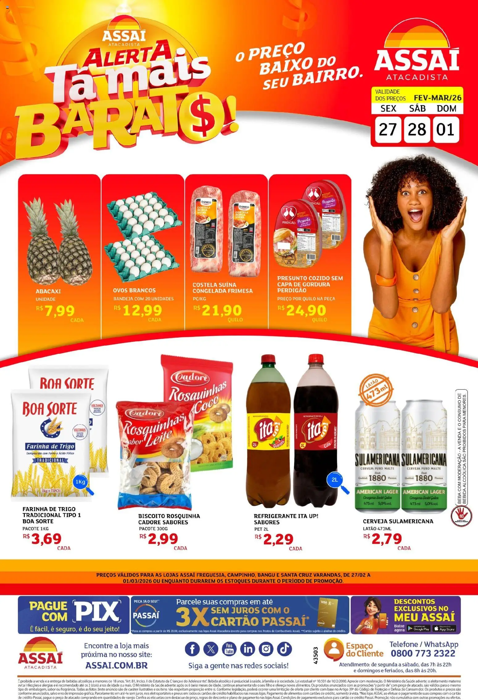 Assaí Atacadista Folheto - válido de 27.02.2026 | Página: 1 | Produtos: Ferro, Leite, Base, Bandeja