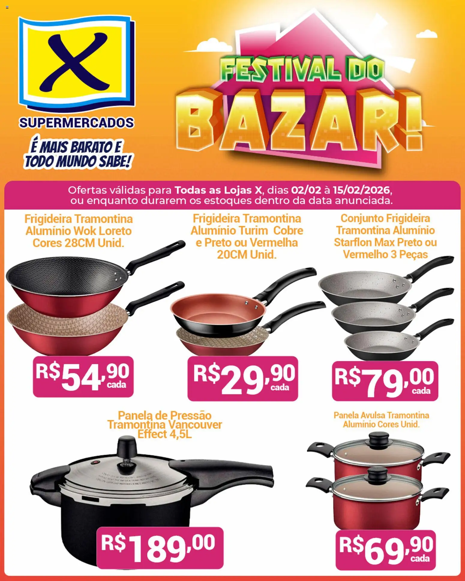 X Supermercados Folheto - válido de 02.02.2026 | Página: 2 | Produtos: Frigideira, Panela, Panela de pressão