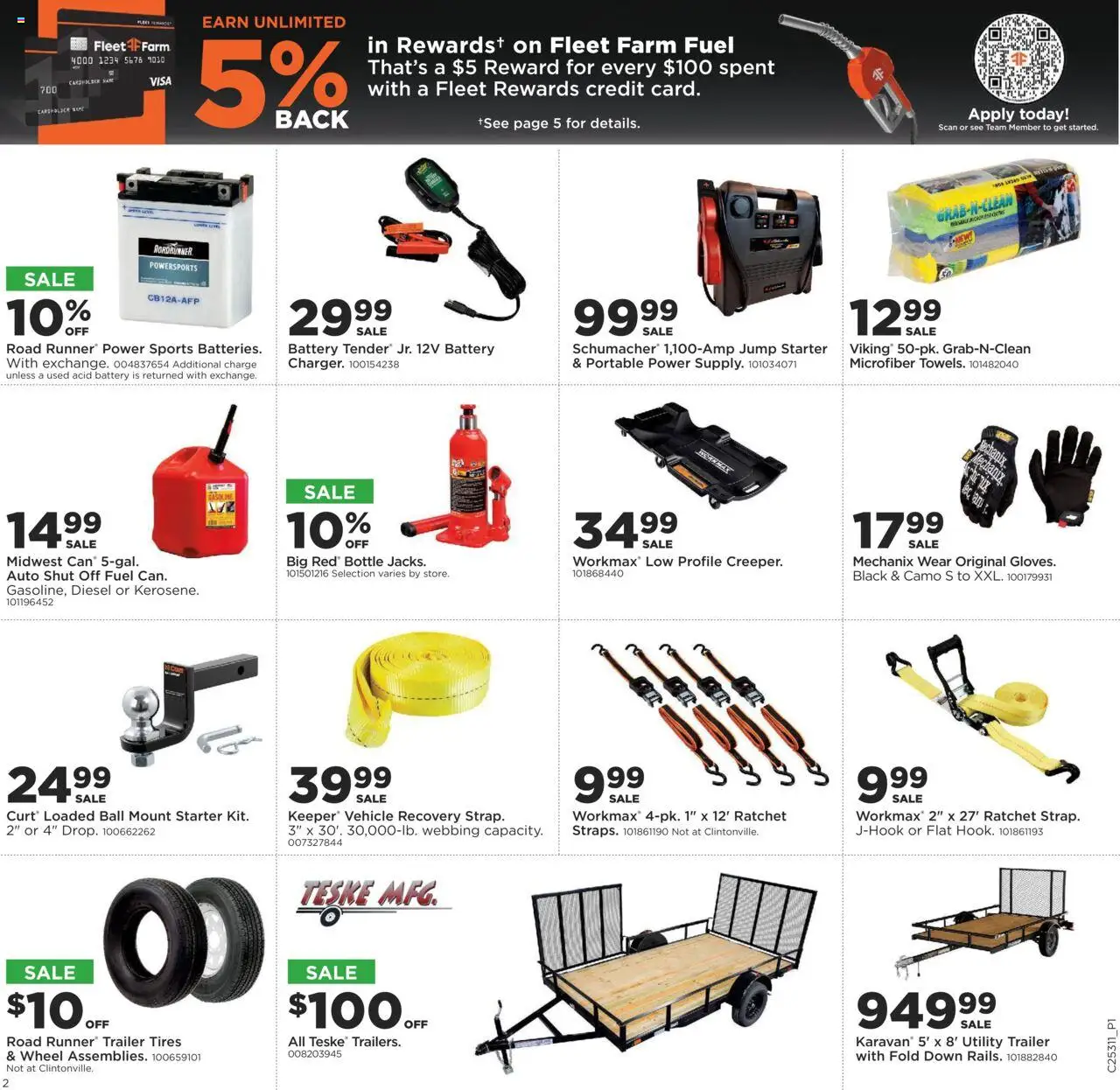 Mills Fleet Farm Weekly Ad - valid from 31.07.2025 | Page: 2 | Products: Battery, Ratchet, Starter