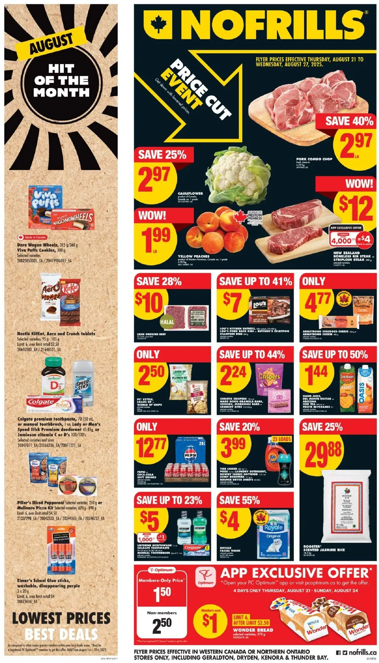 No Frills flyer valid from 21.08.2025 | Page: 1 | Products: Chips, PC, Mouthwash, Bread