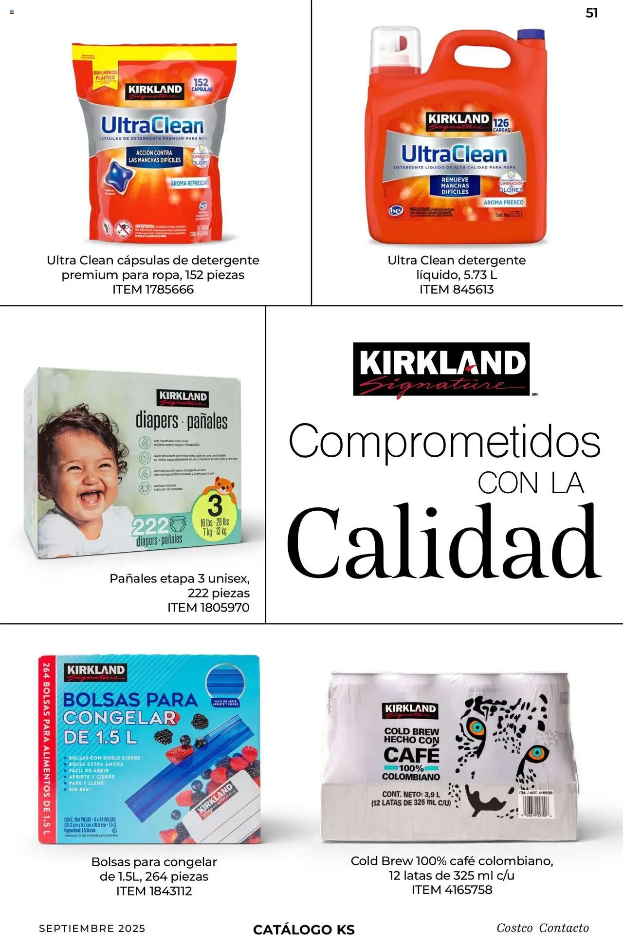 Nuevas ofertas de Costco válidas en toda la República Mexicana desde el 10.09.2025. ¡Encuentra las mejores ofertas en Costco - Catálogo Septiembre! | Página: 51 | Productos: Bolsa, Café, Pañales, Ropa