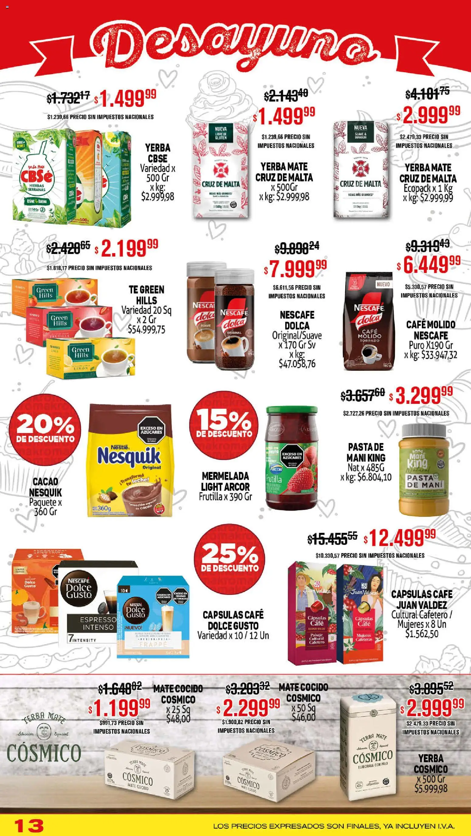 Makro ofertas │ válido desde el 13.11.2025 | Página: 13 | Productos: Frutilla, Mani, Leche, Café