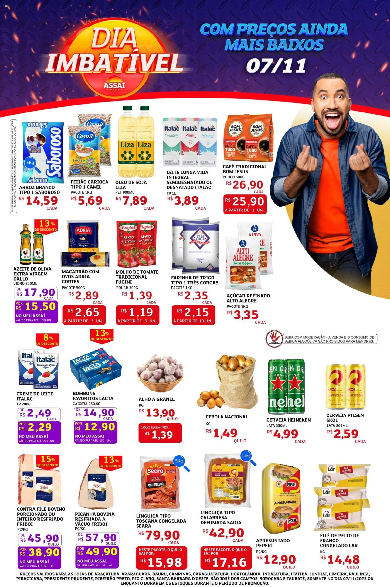 Assaí Atacadista Folheto - válido de 07.11.2025 | Página: 1 | Produtos: Farinha de trigo, Leite, Óleo, Arroz