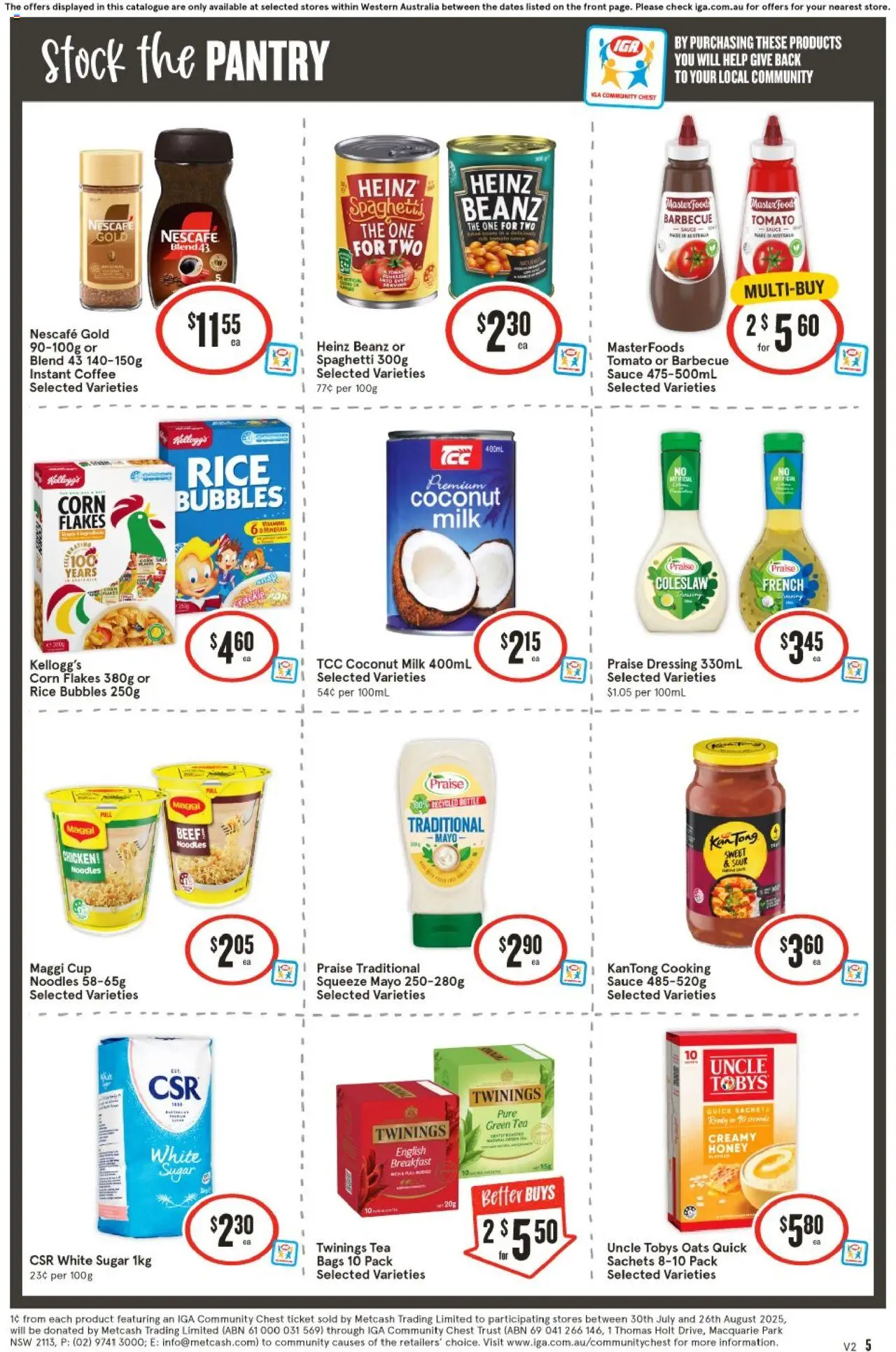 IGA catalogue - valid from 13.08.2025 | Page: 5 | Products: Beef, Oats, Sauce, Sugar