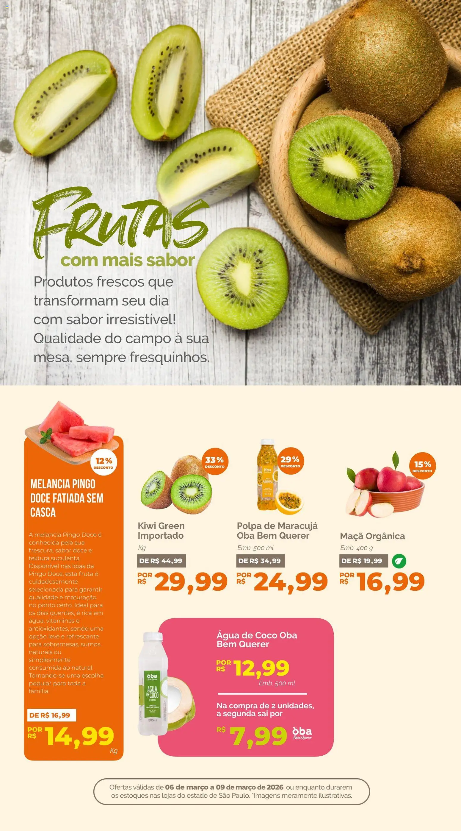 Oba Hortifruti Folheto - válido de 06.03.2026 | Página: 6 | Produtos: Maracujá, Melancia, Água de coco, Kiwi
