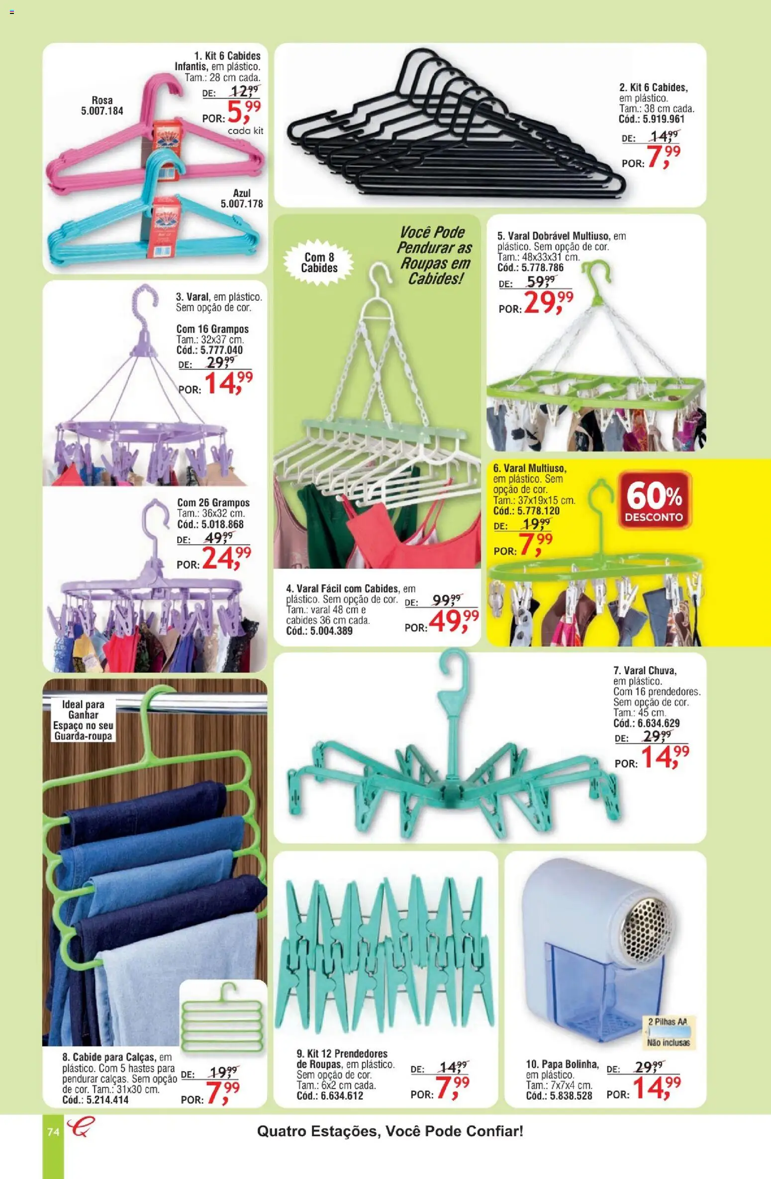 Quatro Estações Folheto - válido de 01.05.2026 | Página: 70 | Produtos: Pilhas, Cabide, Roupas