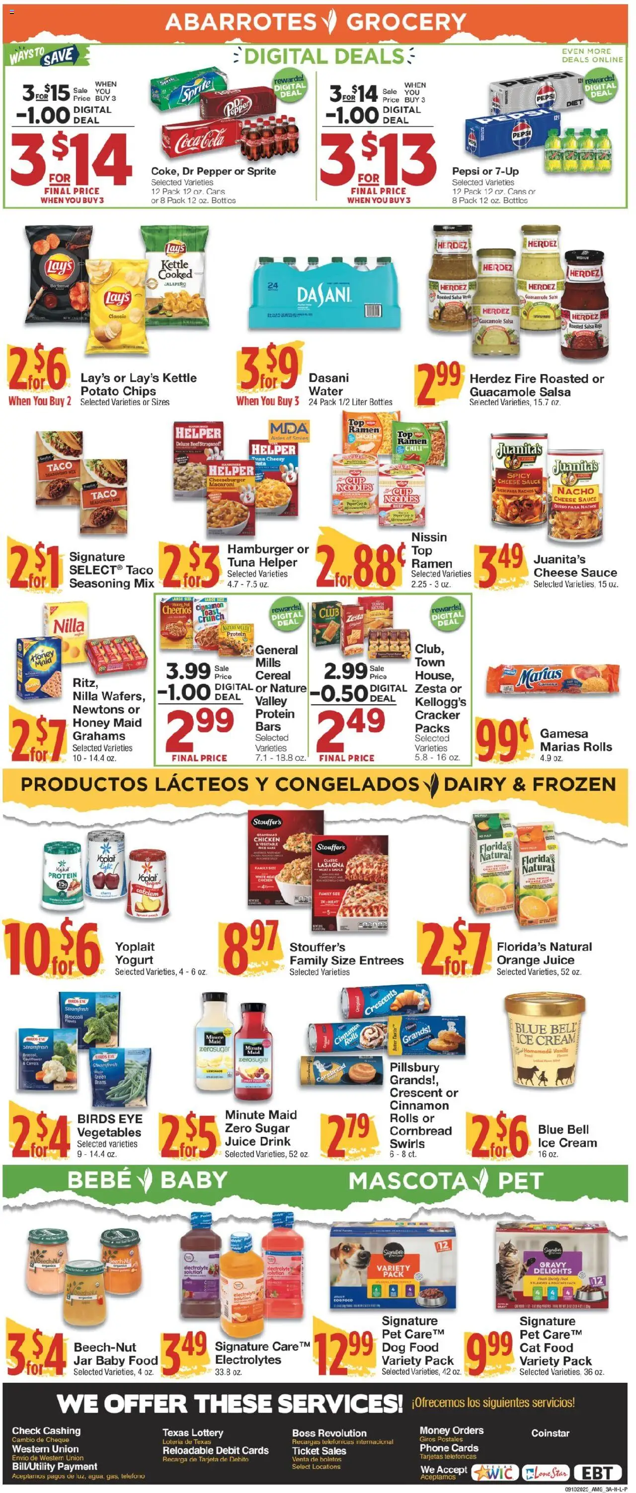 United Supermarkets Ad - valid from 09.09.2025 | Page: 3 | Products: Rice, Sauce, Pepper, Phone