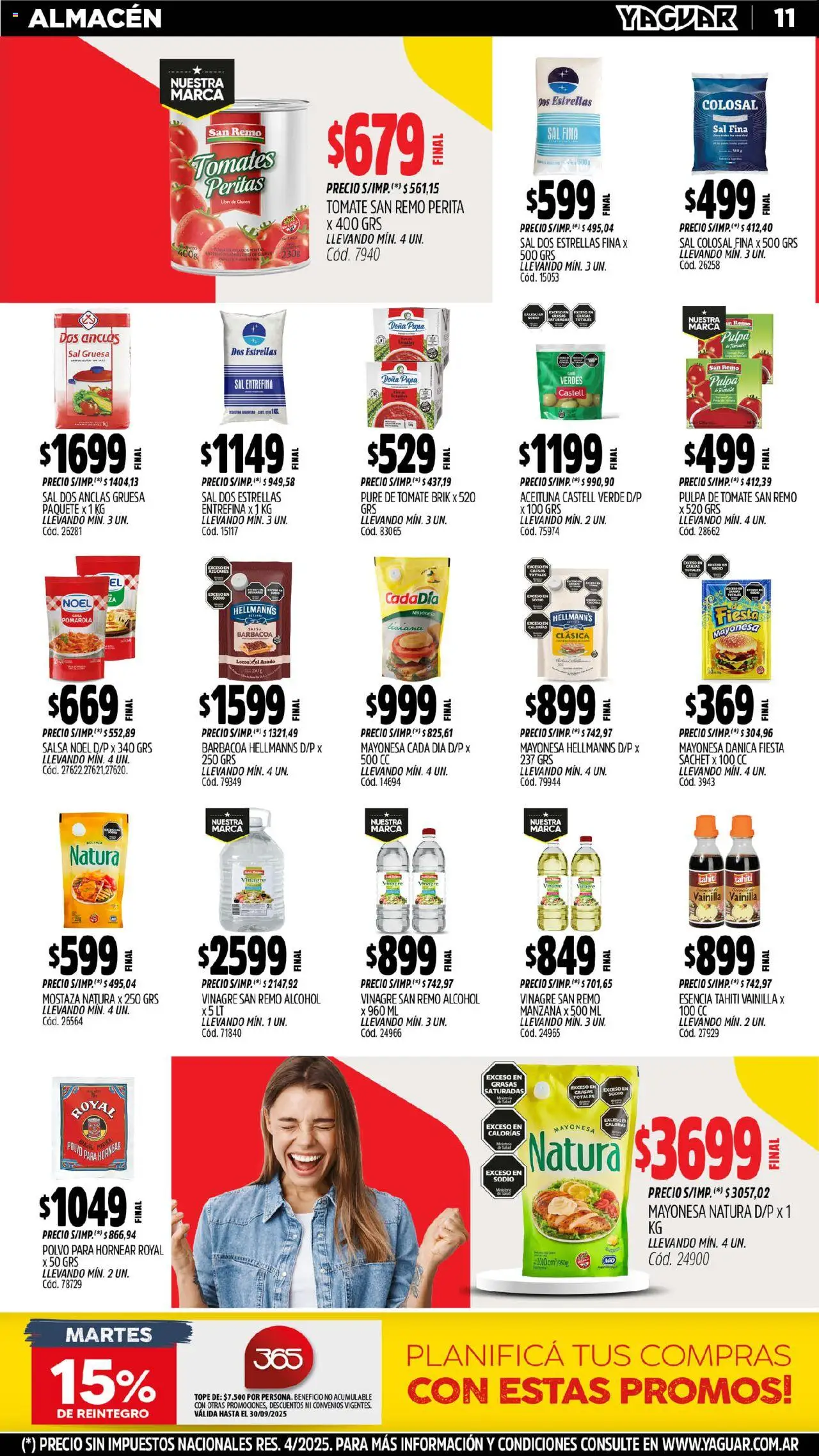 Yaguar - Mendoza │ válido desde el 15.09.2025 | Página: 12 | Productos: Vinagre, Polvo, Mayonesa, Tomates