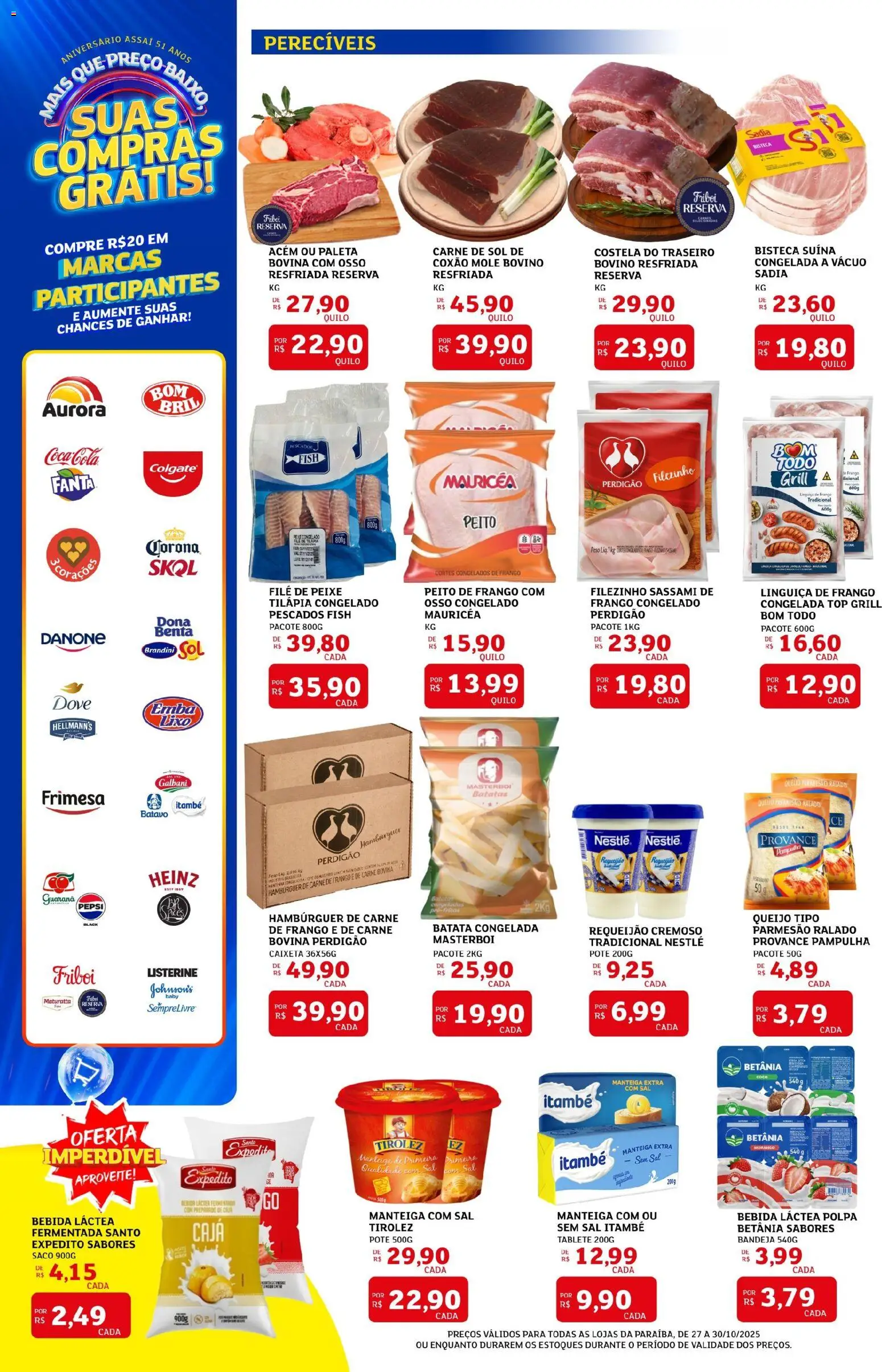 Assaí Atacadista Folheto - válido de 27.10.2025 | Página: 6 | Produtos: Guaraná, Acém, Manteiga, Chá
