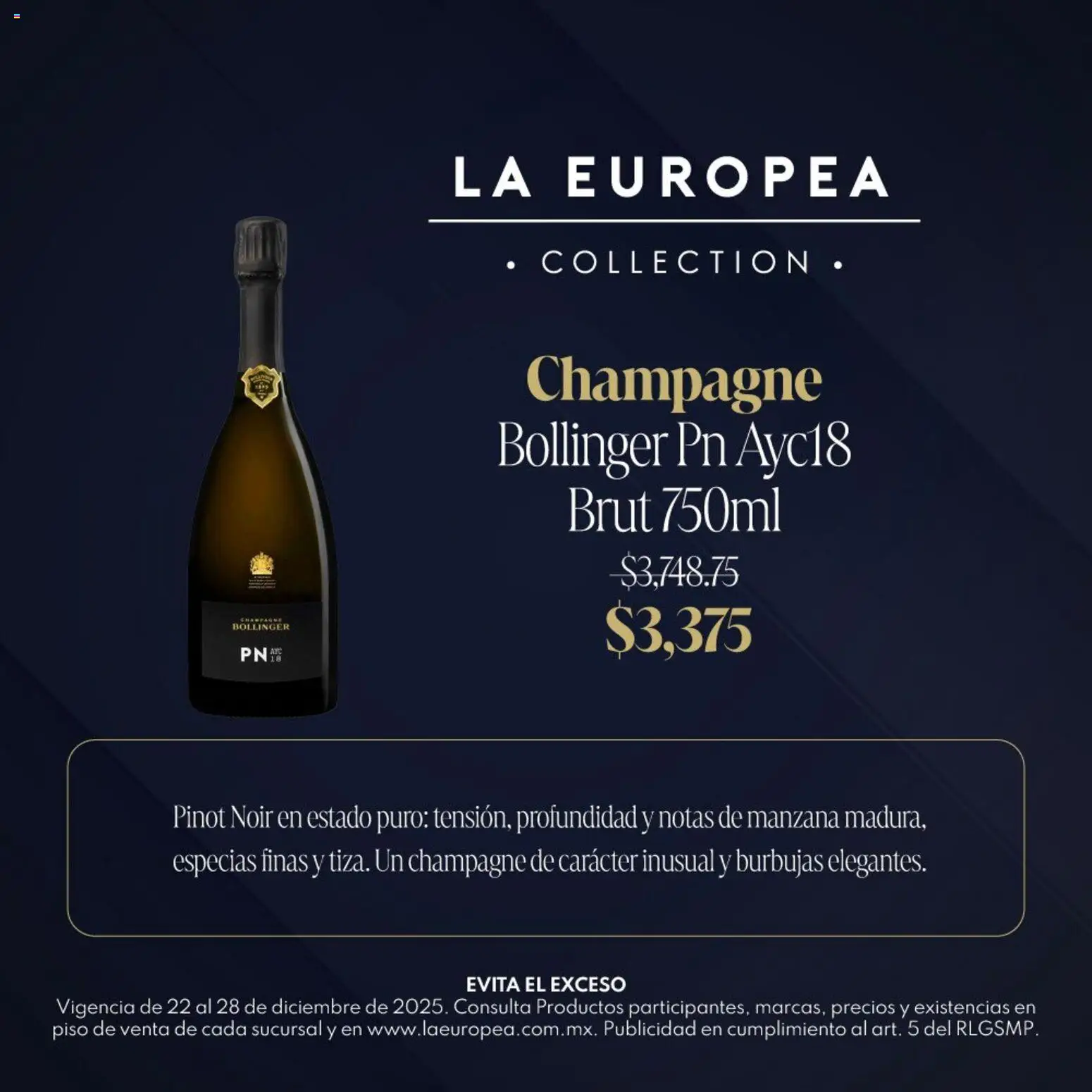 Nuevas ofertas de La Europea válidas en toda la República Mexicana desde el 22.12.2025. ¡Encuentra las mejores ofertas en La Europea catálogo Grandes Vinos! | Página: 5 | Productos: Champagne, Manzana