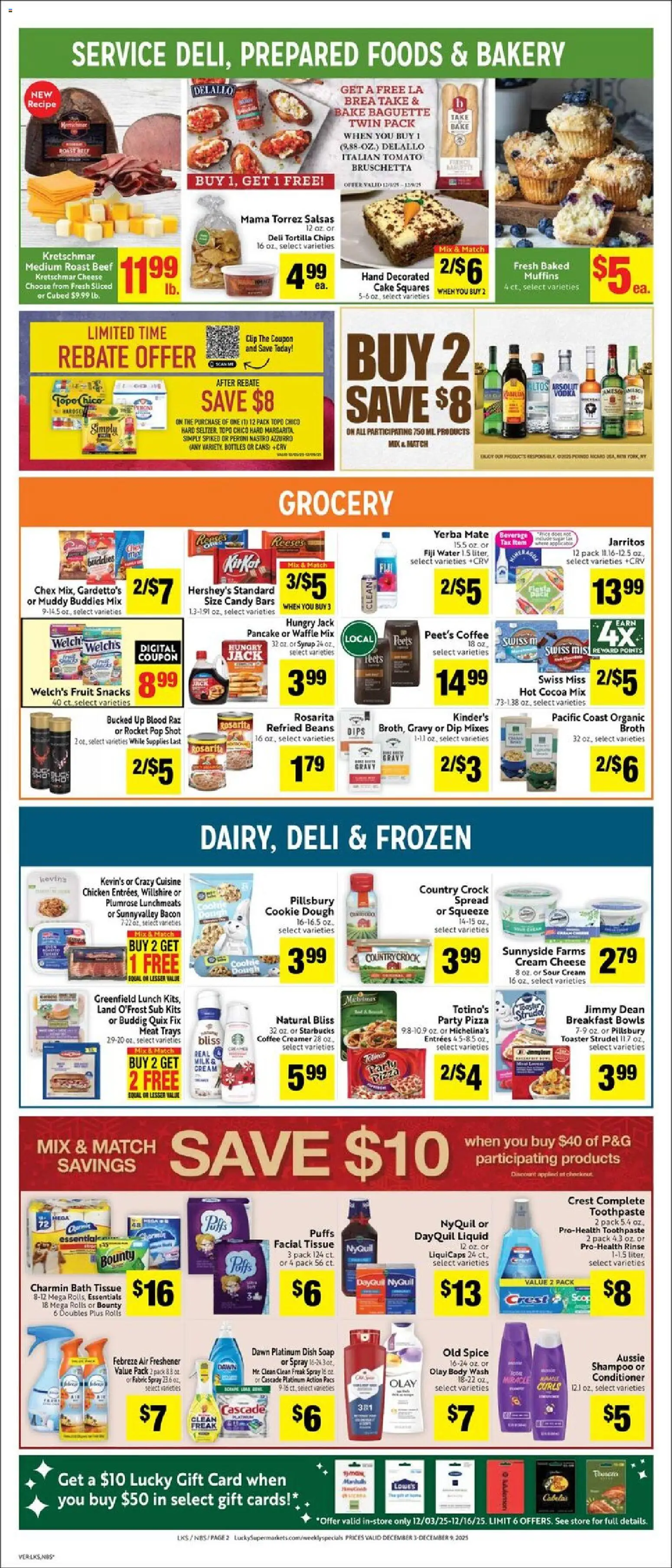 Lucky Supermarkets Weekly - CA - valid from 03.12.2025 | Page: 2 | Products: Coffee, Chips, Cream, Body Wash