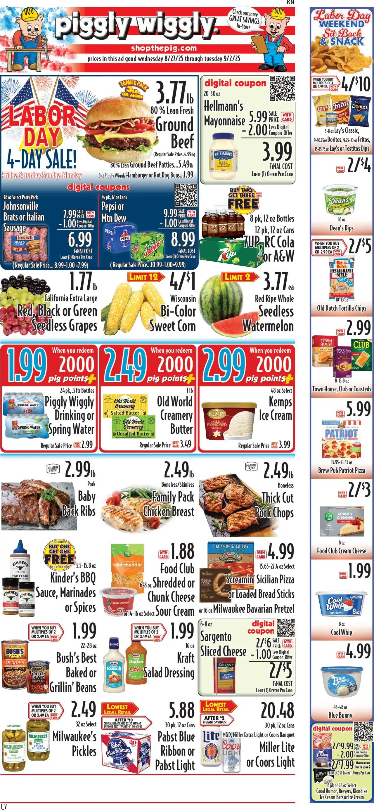 Piggly Wiggly Weekly Ad - valid from 27.08.2025 | Page: 1 | Products: Butter, Salad, Mayonnaise, Dill