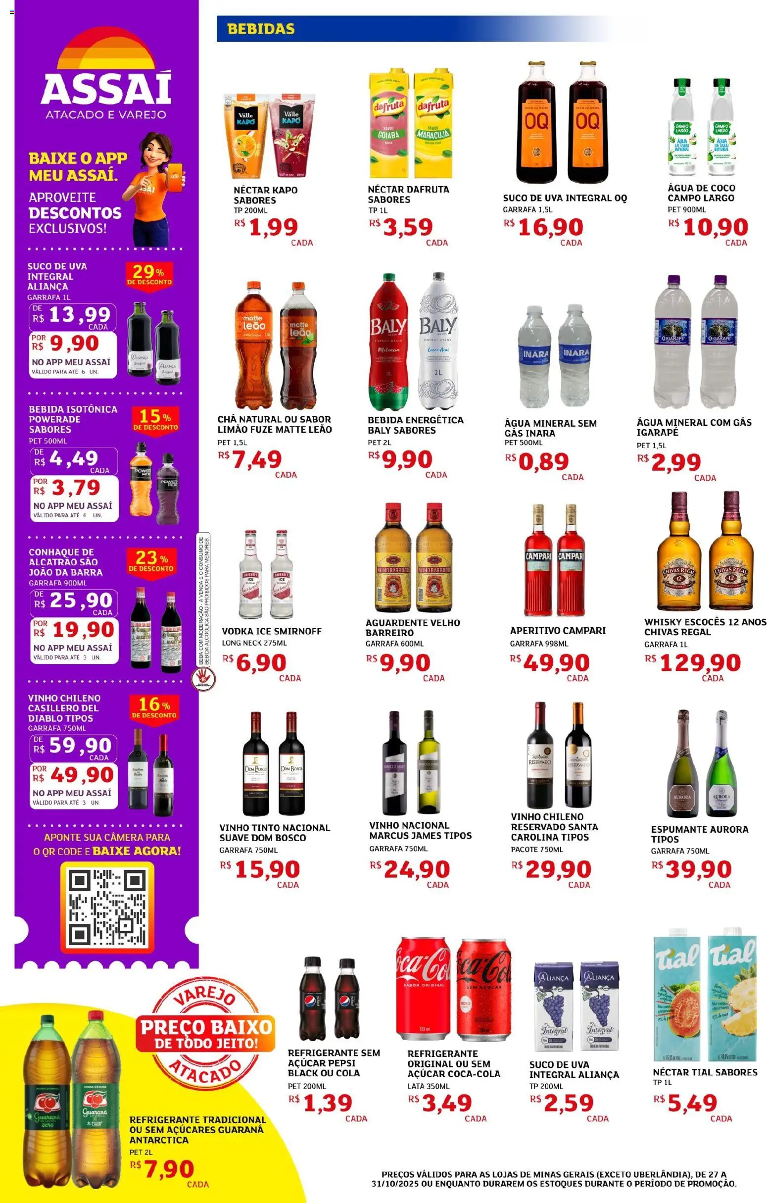 Assaí Atacadista Folheto - válido de 27.10.2025 | Página: 6 | Produtos: Espumante, Bebida, Água mineral, Açúcar