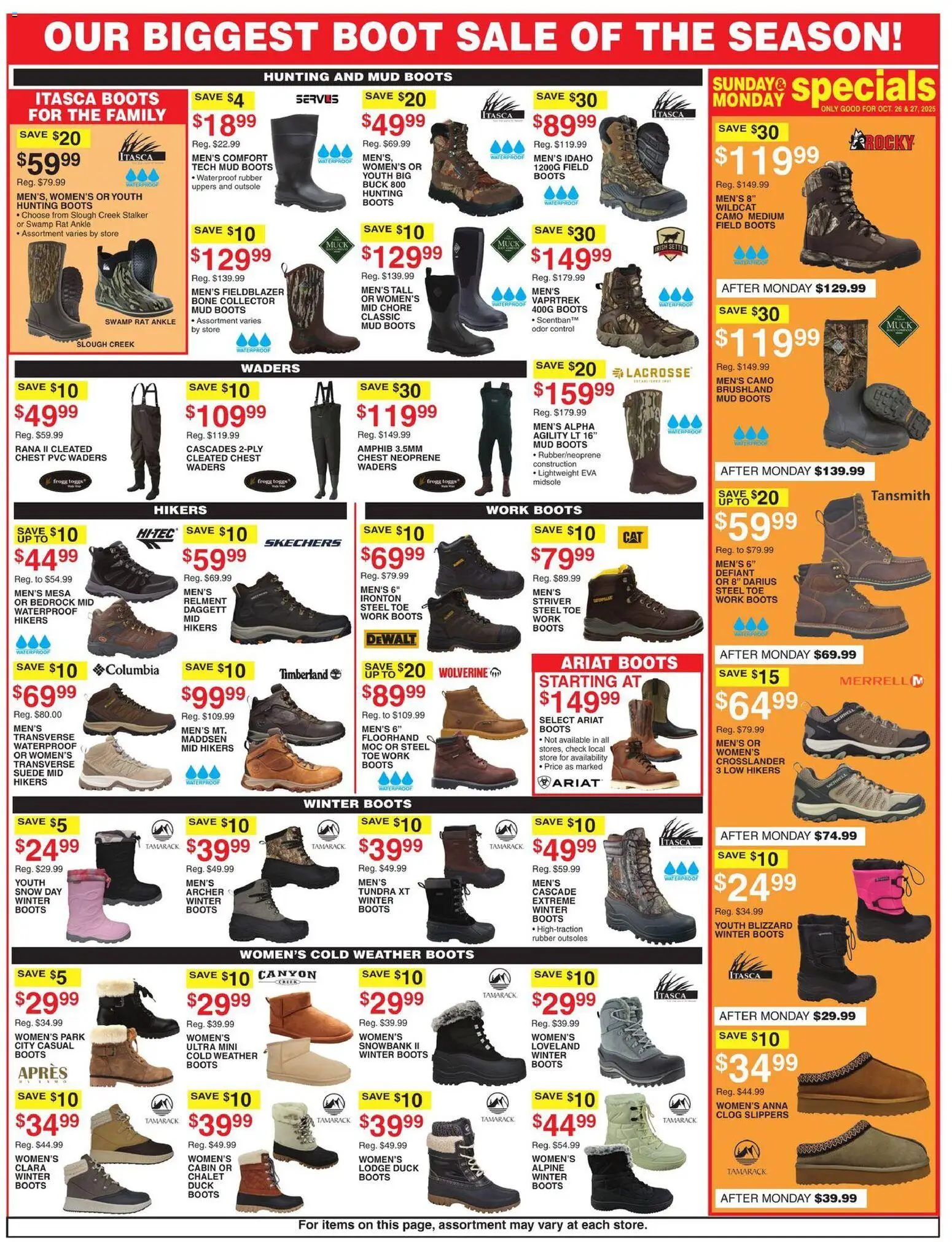 Dunham's Sports Weekly Ad - valid from 25.10.2025 | Page: 7 | Products: Hunting Boots, Boots, Slippers