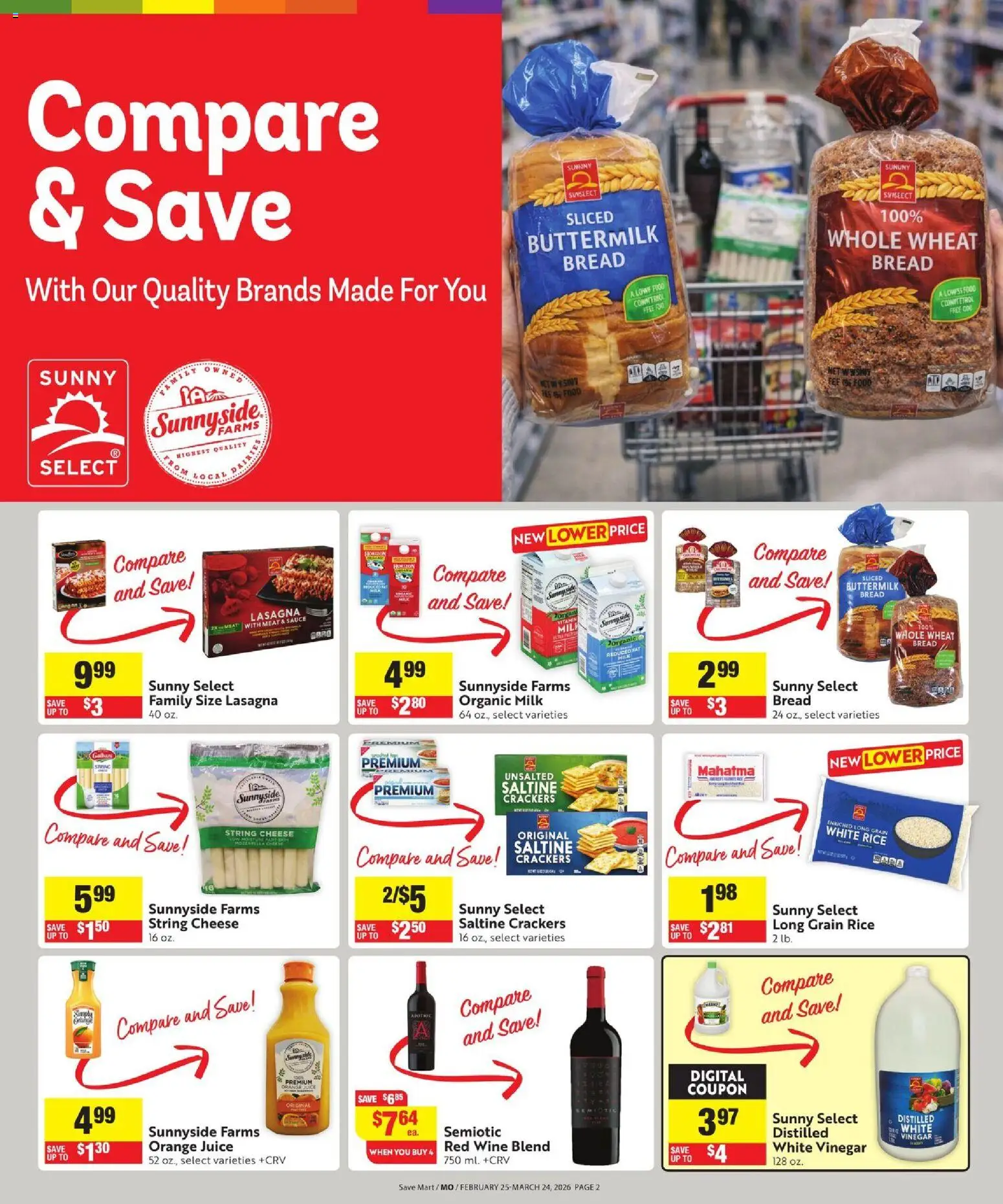 Save Mart More Deals Across the Store - valid from 25.02.2026 | Page: 2 | Products: Vinegar, Cheese, Rice, Sauce