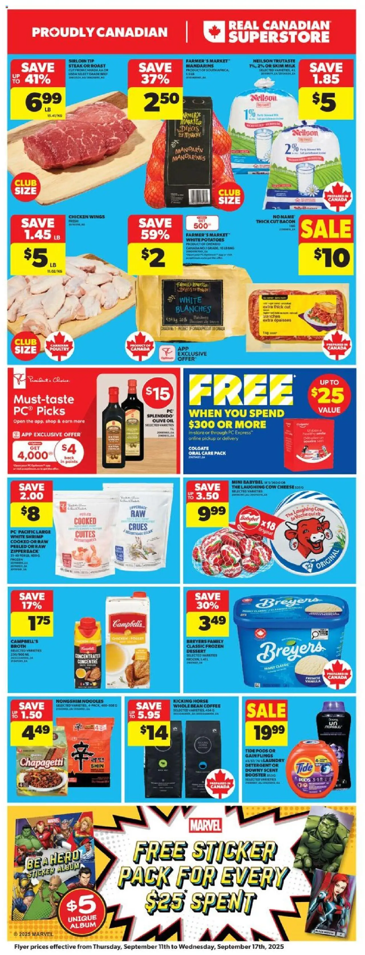 Real Canadian Superstore flyer valid from 11.09.2025 | Page: 3 | Products: PC, Oil, Coffee, Chicken