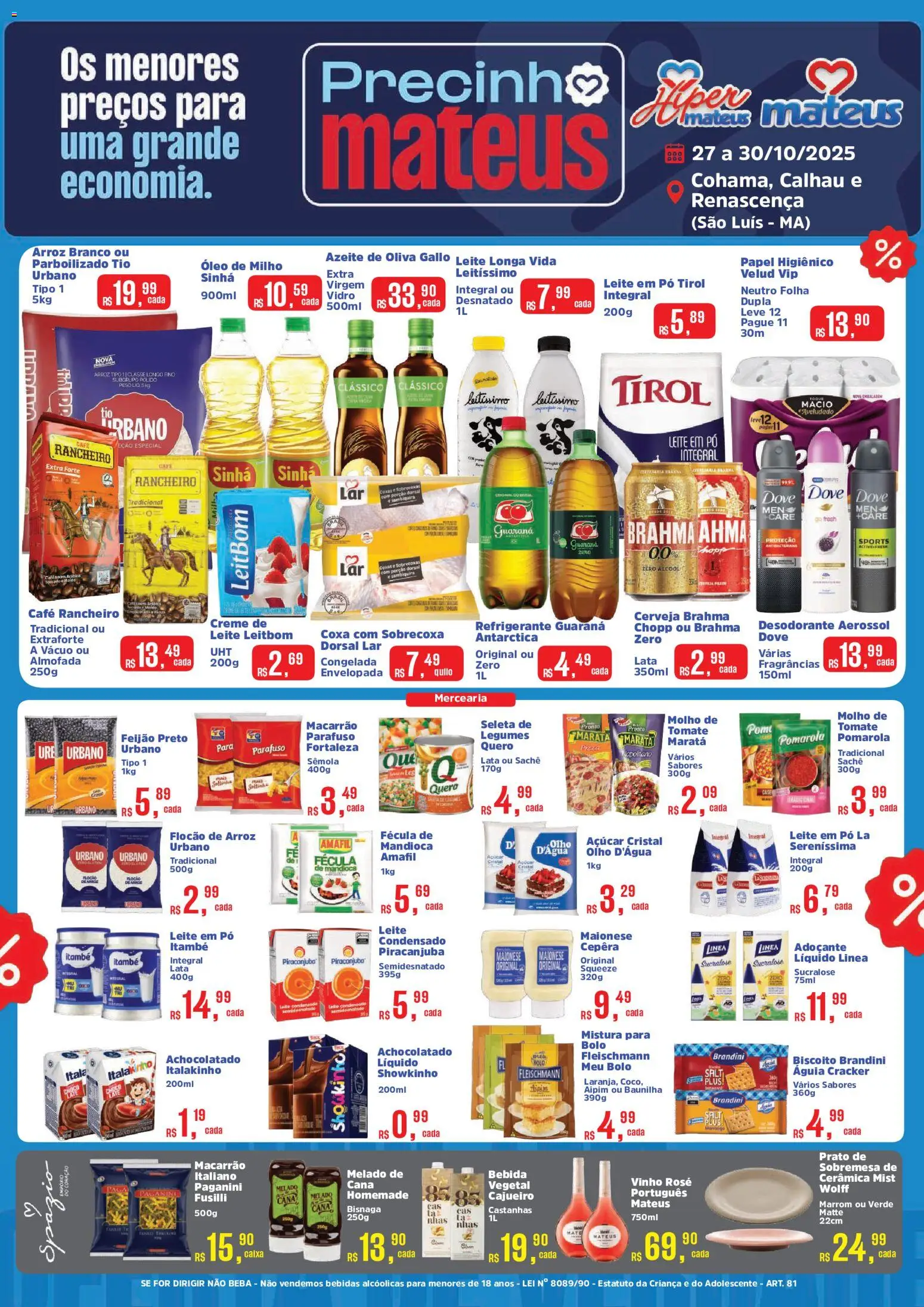 Mateus Folheto - válido de 27.10.2025 | Página: 1 | Produtos: Pó, Guaraná, Dove, Papel higiênico
