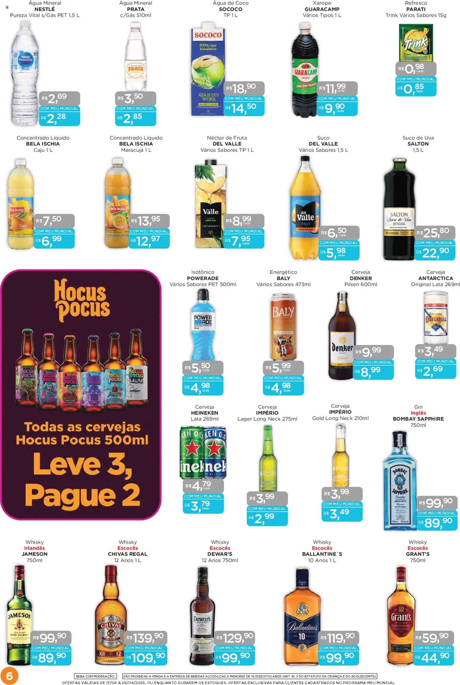 Mundial Folheto - válido de 17.04.2026 | Página: 6 | Produtos: Caju, Refresco, Água de coco, Água mineral