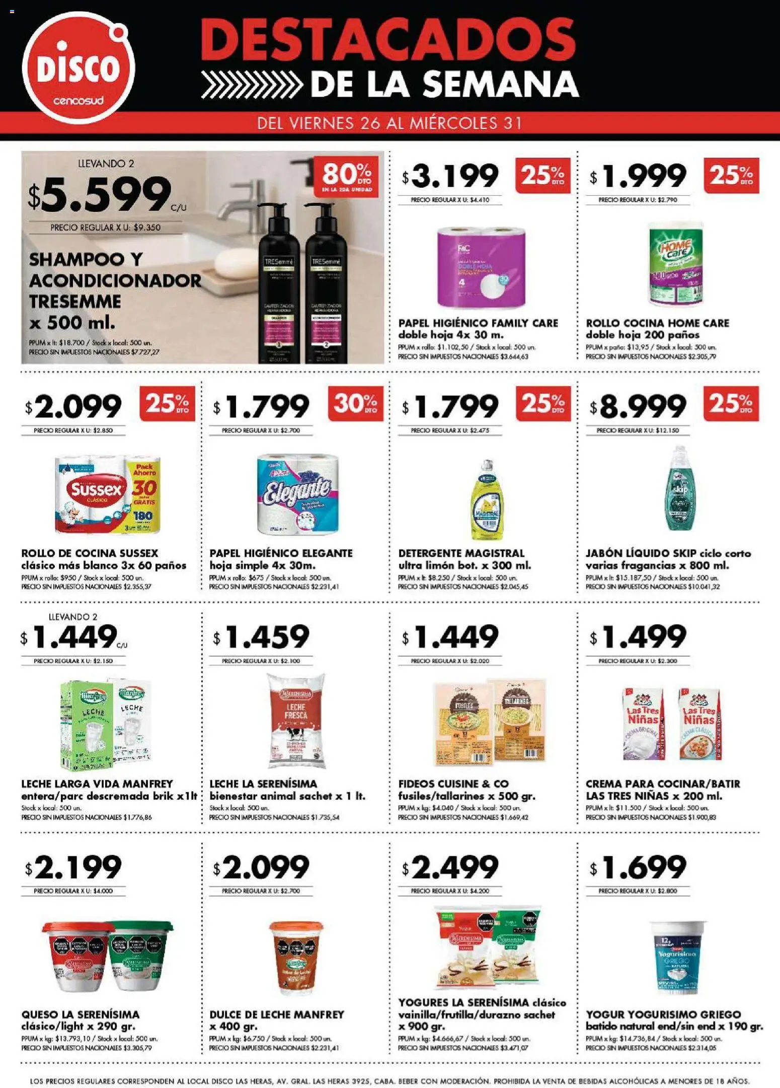 Disco - Ofertas │ válido desde el 26.12.2025 | Página: 8 | Productos: Disco, Dulce de leche, Detergente, Leche