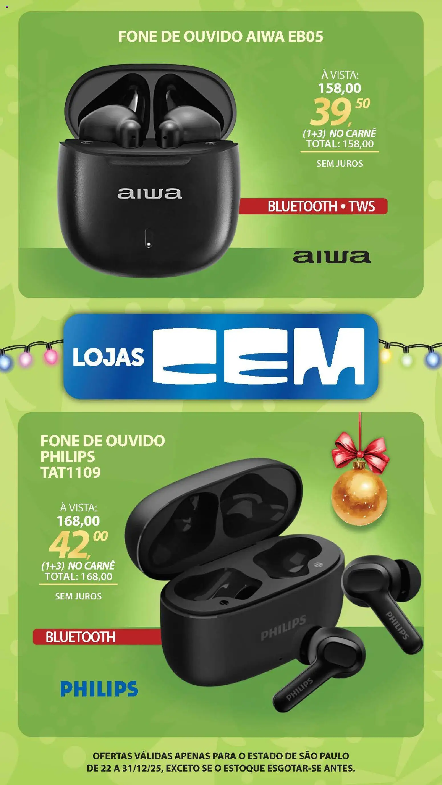 Lojas Cem Folheto - válido de 22.12.2025 | Página: 52 | Produtos: Carne, Fone de ouvido