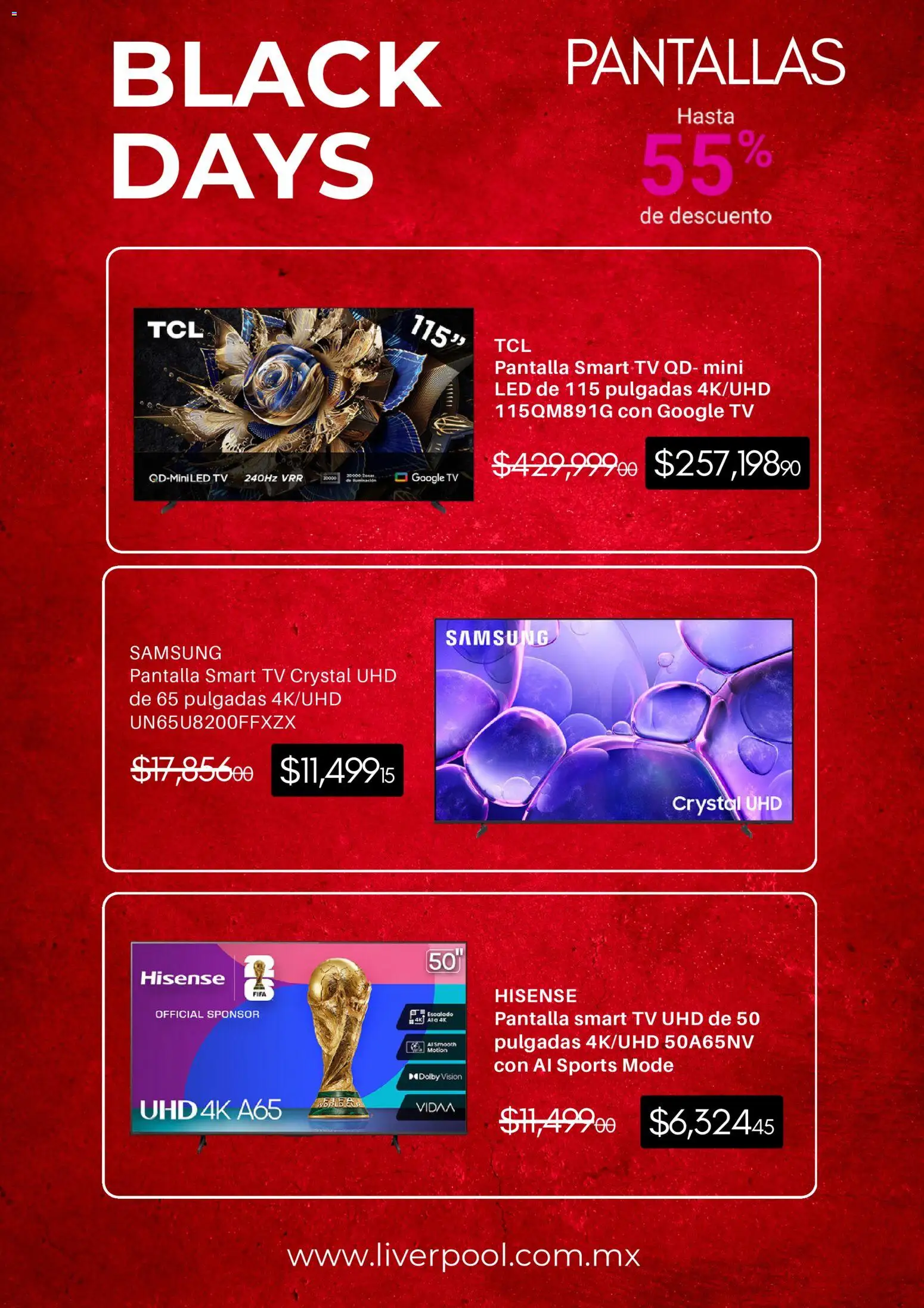 Nuevas ofertas de Liverpool válidas en toda la República Mexicana desde el 28.11.2025. ¡Encuentra las mejores ofertas en Liverpool Black Friday! | Página: 2 | Productos: Pantallas
