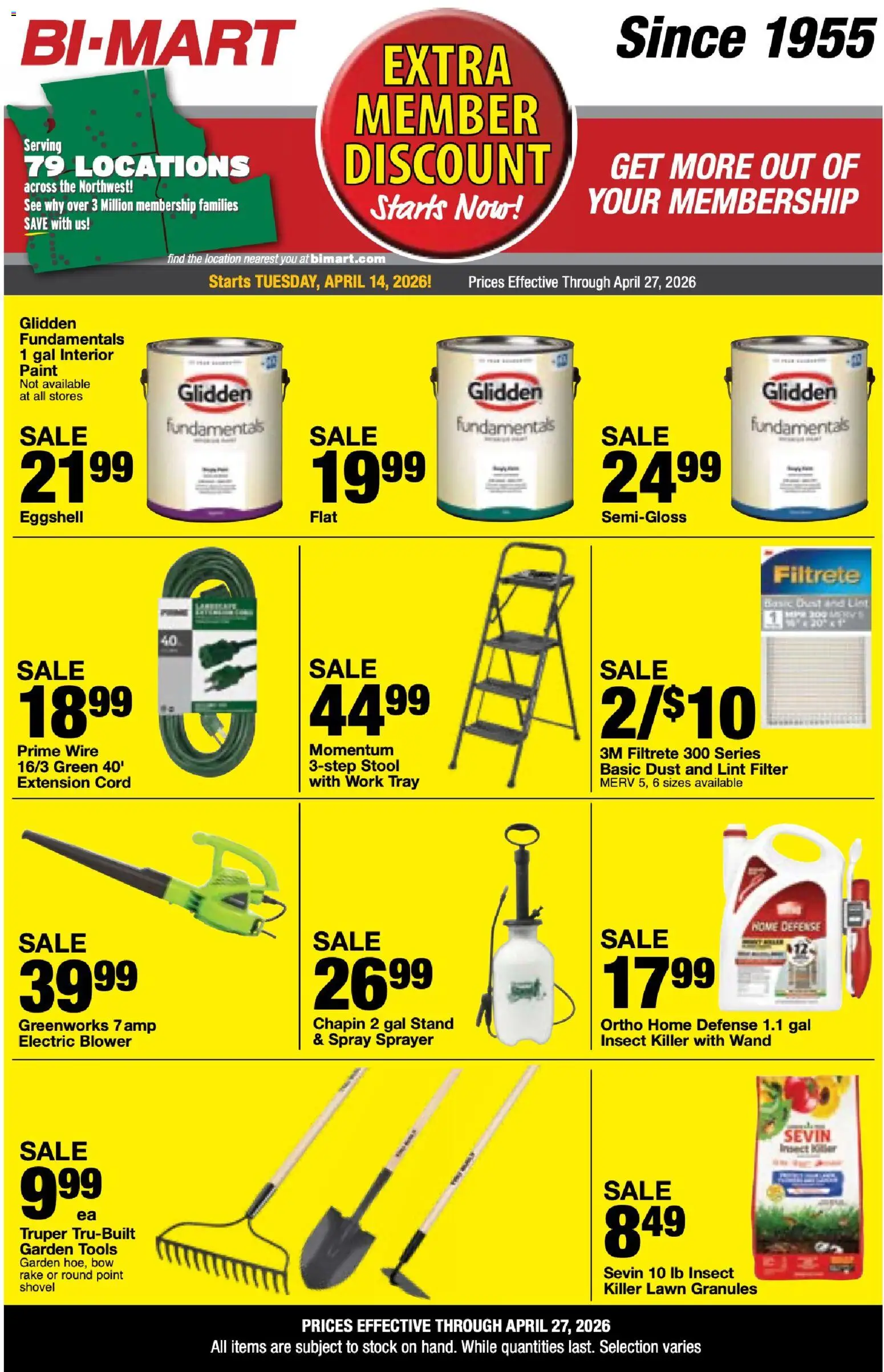 Bi-Mart Extra Member Discount - valid from 14.04.2026 | Page: 8 | Products: Rake, Shovel, Wire, Blower