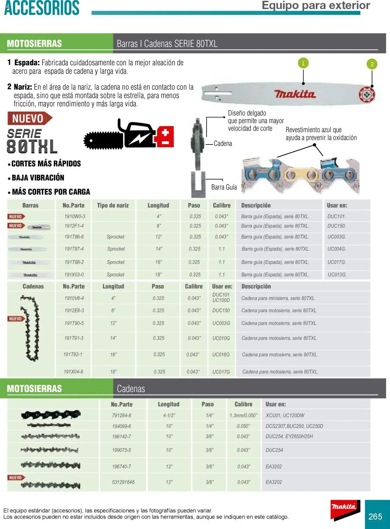 Nuevas ofertas de Makita válidas en toda la República Mexicana desde el 08.07.2024. ¡Encuentra las mejores ofertas en Makita catálogo Accesorios! | Página: 265 | Productos: Barra, Sobre, Cadena