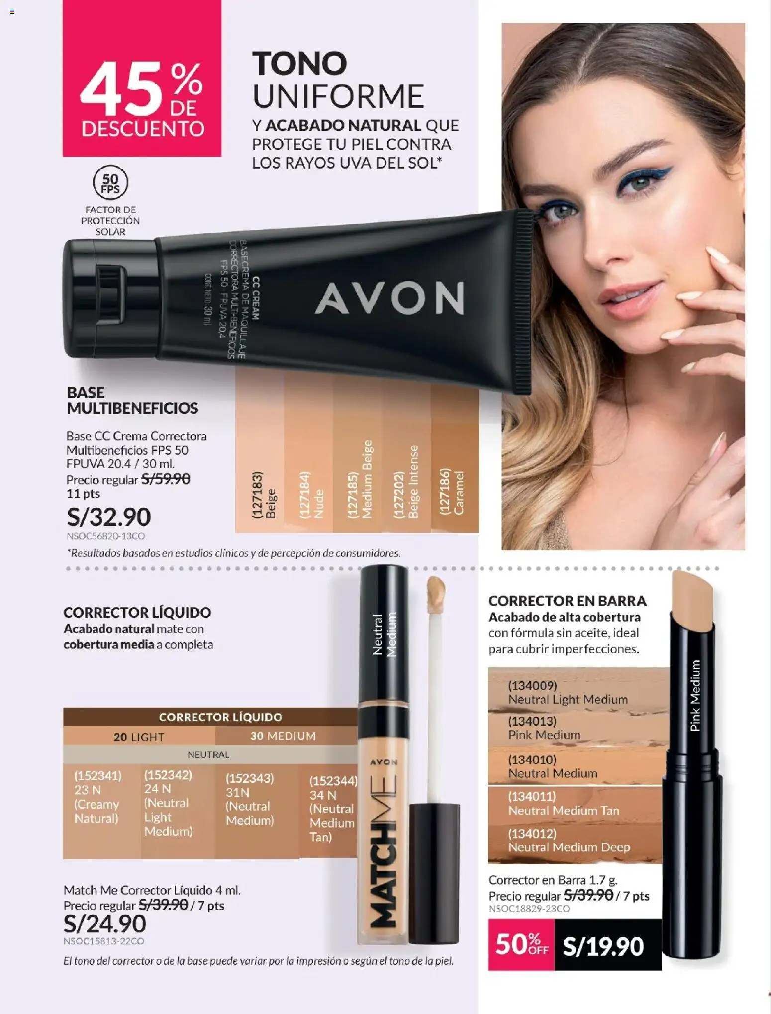 Catálogo Avon válido desde 01.01.2026 | Página: 46 | Productos: Crema, Maquillaje, Corrector, CC cream