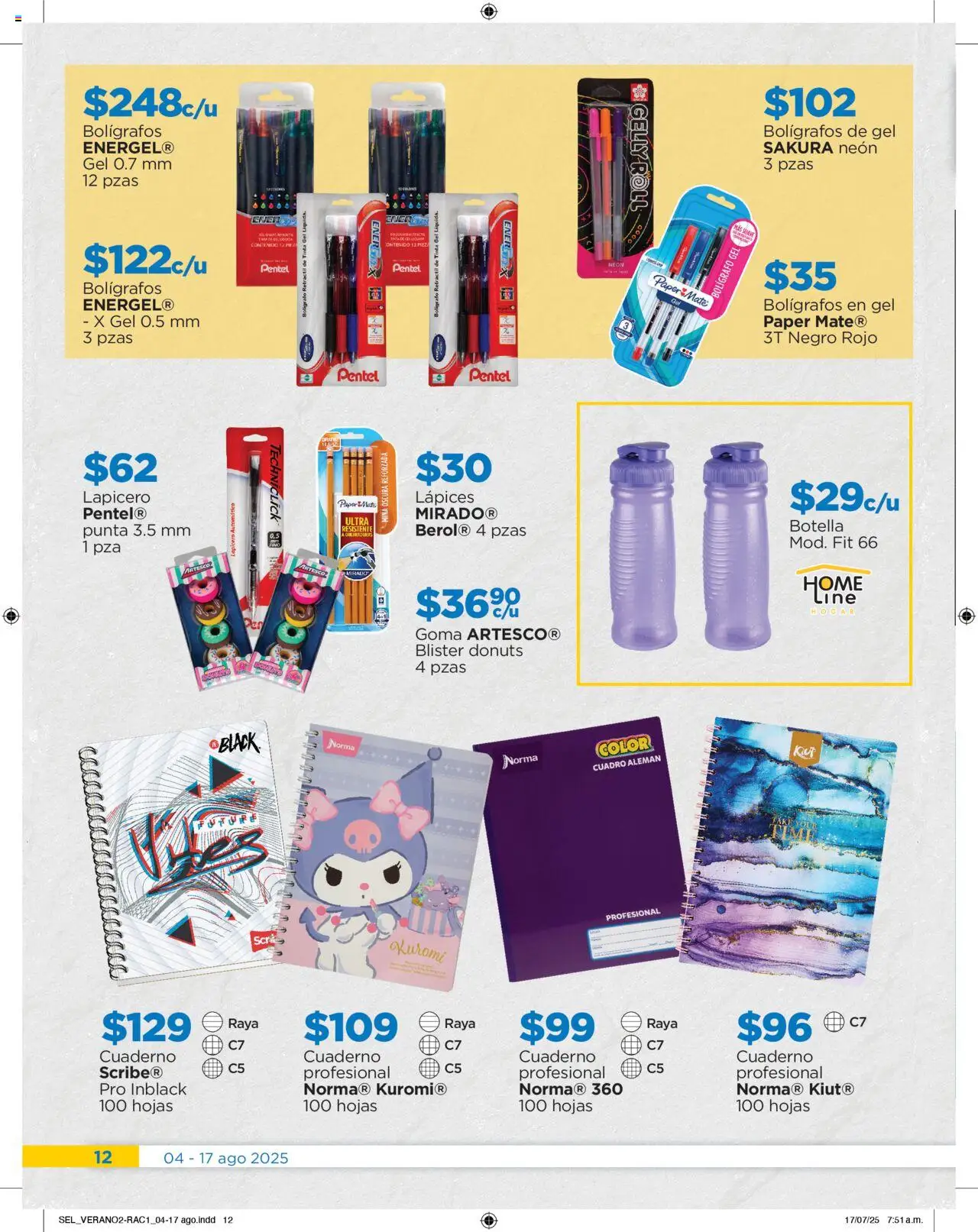 Nuevas ofertas de Chedraui válidas en toda la República Mexicana desde el 04.08.2025. ¡Encuentra las mejores ofertas en Chedraui - Folleto Cuesto Menos! | Página: 12 | Productos: Cuadro, Cuaderno, Botella, Mate