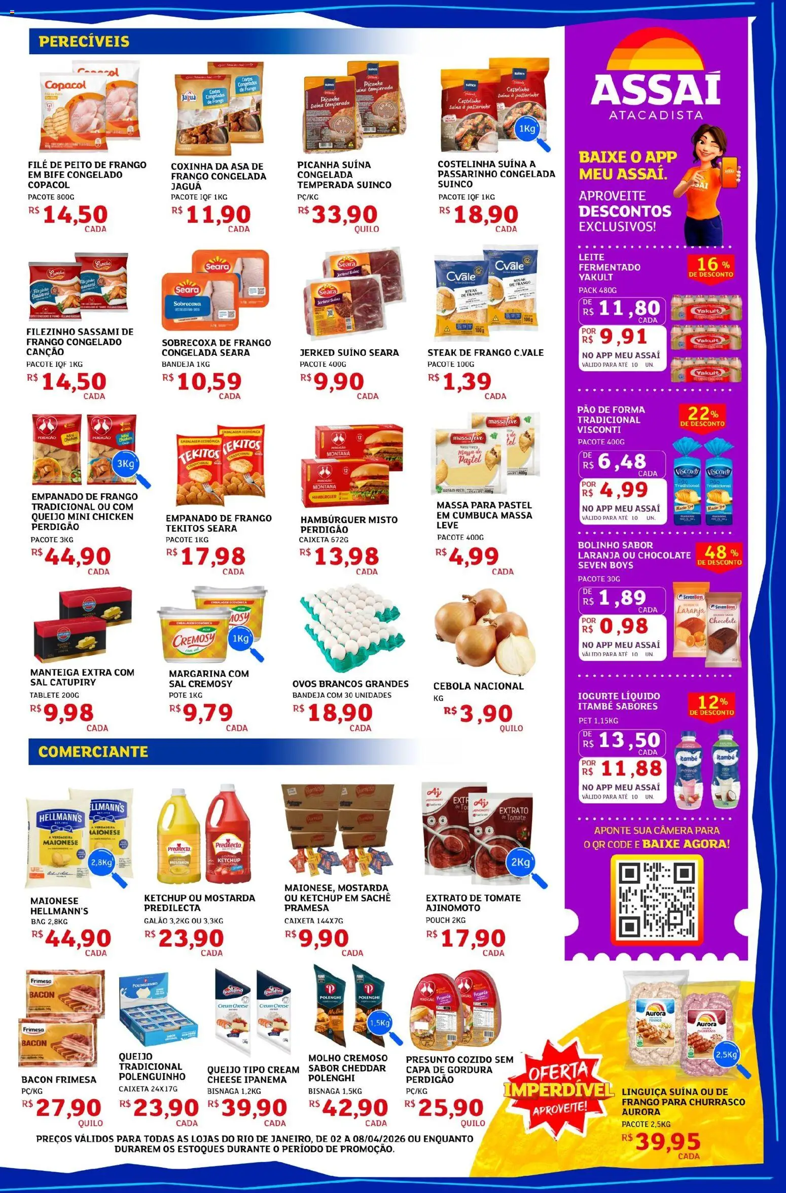 Assaí Atacadista Folheto - válido de 02.04.2026 | Página: 3 | Produtos: Iogurte, Ketchup, Hambúrguer, Câmera