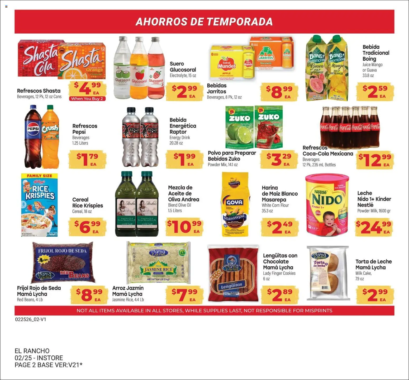 El Rancho Monthly Ad - valid from 03.03.2026 | Page: 2 | Products: Corn, Milk, Juice, Rice
