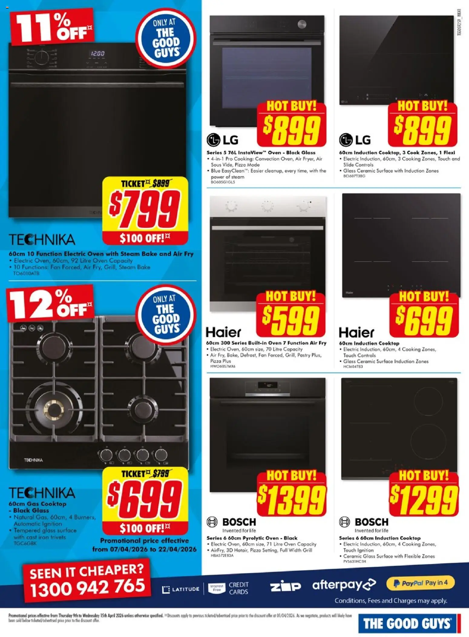 The Good Guys catalogue - valid from 08.04.2026 | Page: 6 | Products: Pizza, Cooktop, Grill, Iron