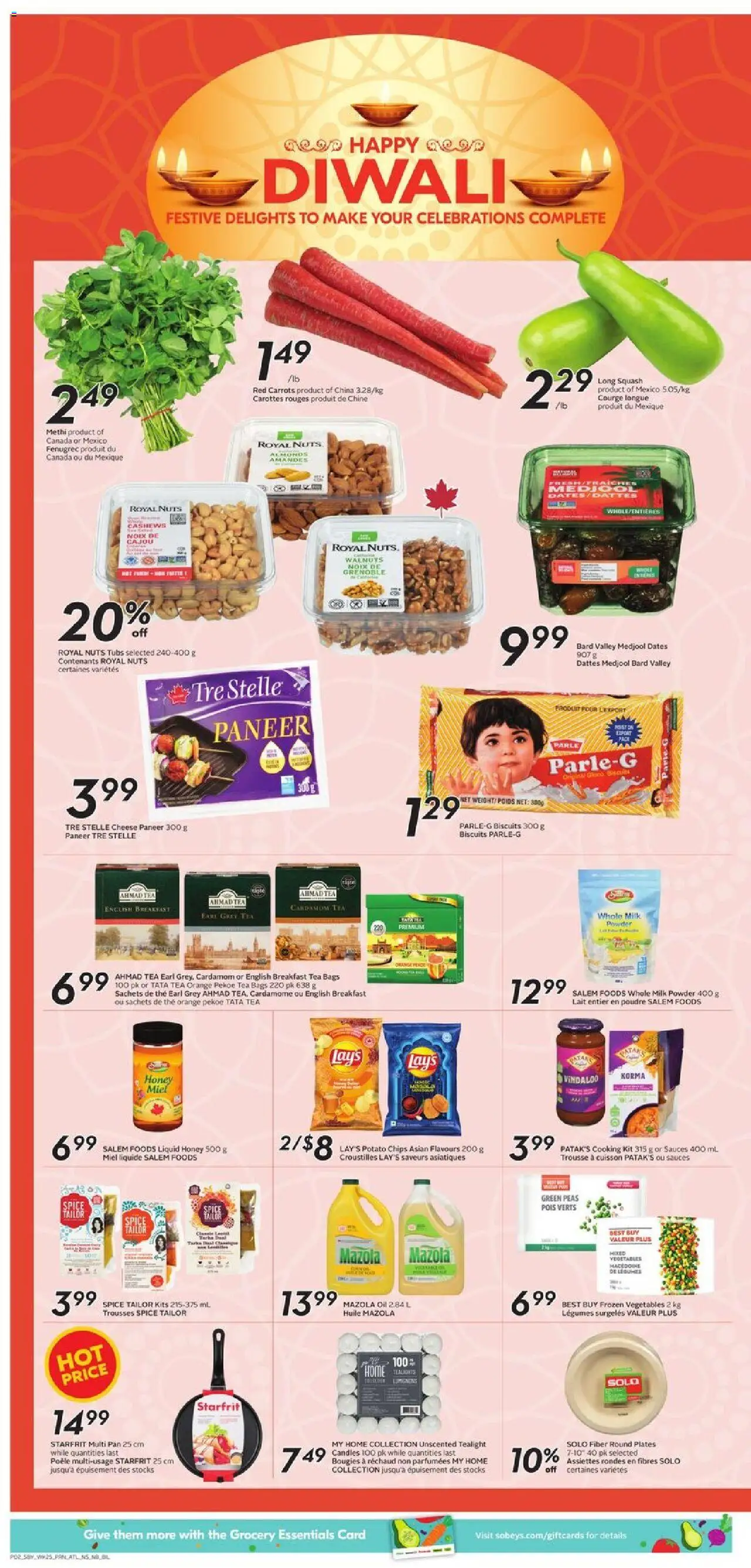 Sobeys flyer valid from 16.10.2025 | Page: 5 | Products: Tea, Chips, Nuts, Milk