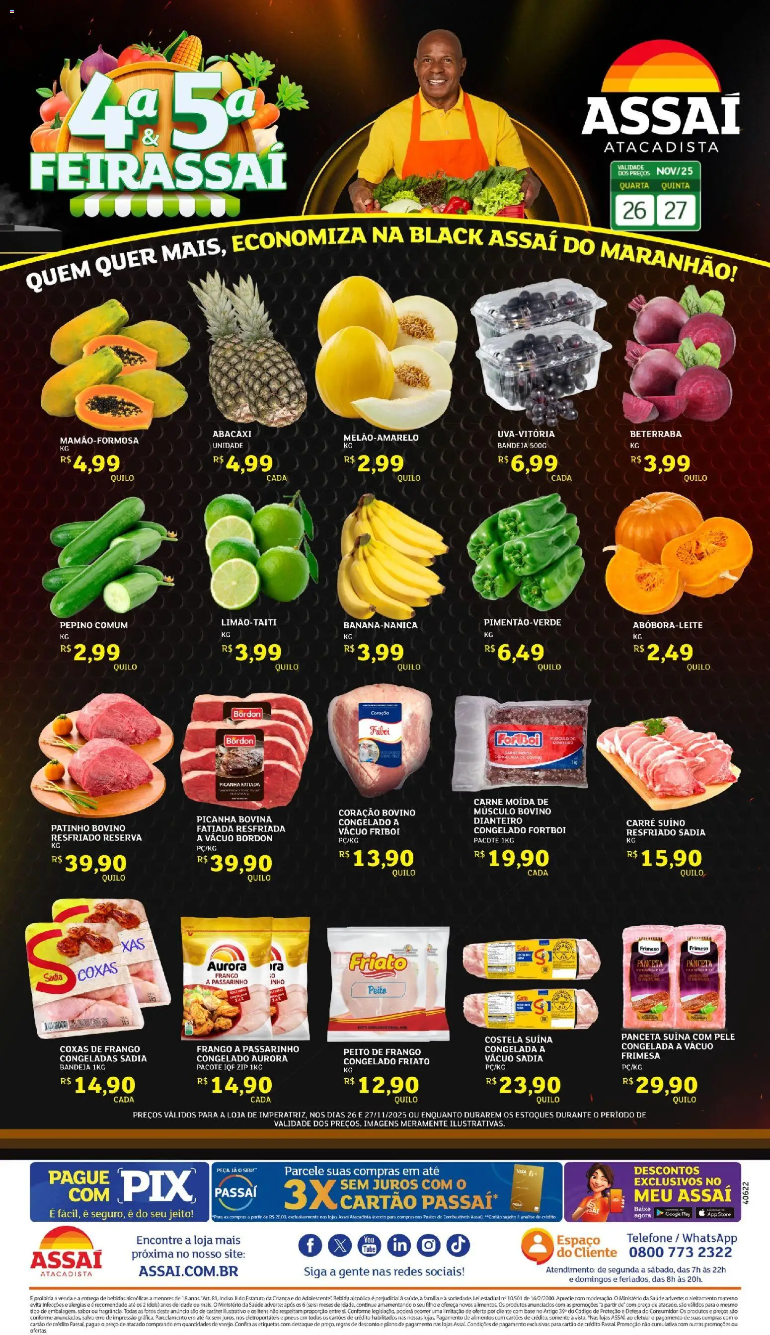 Assaí Atacadista Folheto - válido de 27.11.2025 | Página: 1 | Produtos: Beterraba, Picanha, Base, Bebida