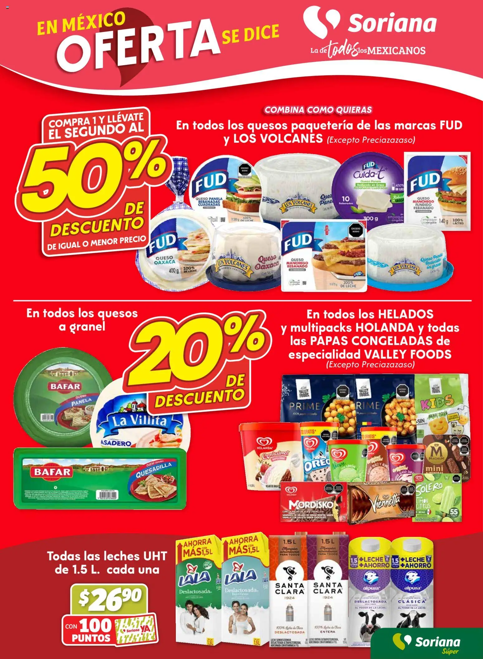 Nuevas ofertas de Soriana válidas en toda la República Mexicana desde el 23.10.2025. ¡Encuentra las mejores ofertas en Soriana - Fin de Semana Súper: Ags, Nay, Jal, Qro, Col, Mich, Gto, Hgo, Tlax, Mor, Pue, Gro, Oax, Edo. de Mex, Valle de México, Za! | Página: 5 | Productos: Leche, Queso