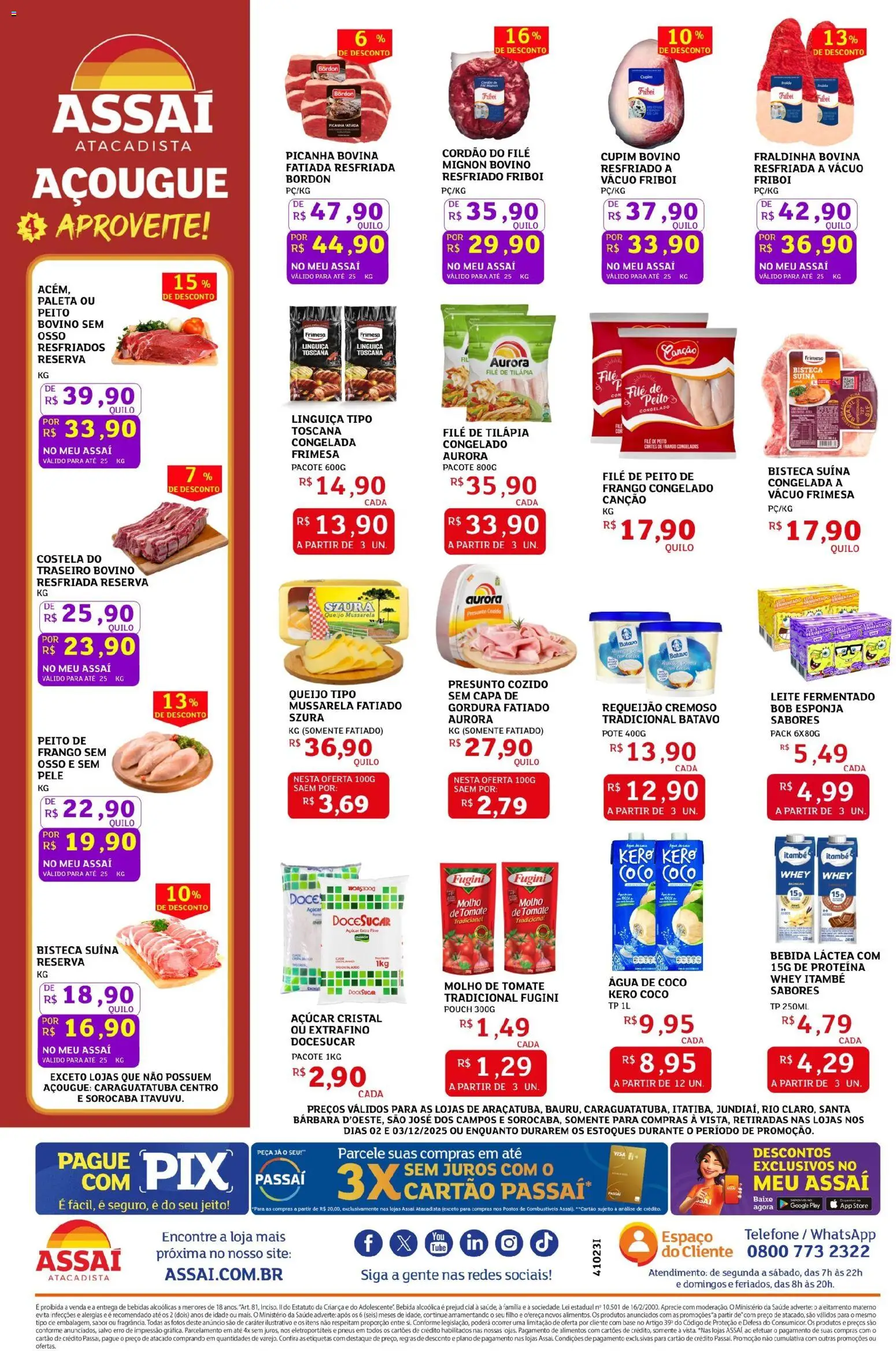 Assaí Atacadista Folheto - válido de 02.12.2025 | Página: 2 | Produtos: Molho de tomate, Tilápia, Pneus, Telefone