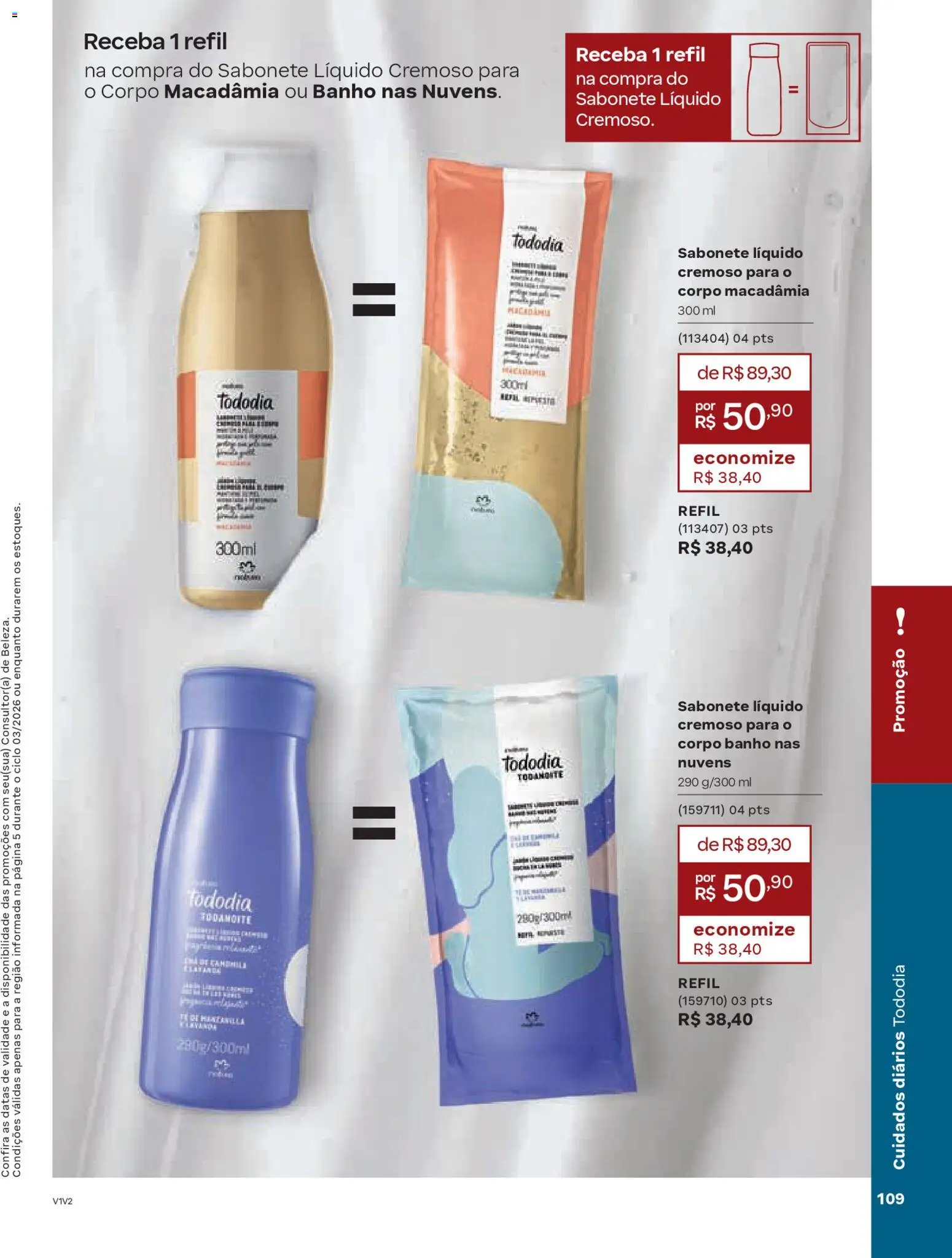 Natura Folheto - válido de 04.02.2026 | Página: 109 | Produtos: Macadâmia, Chá, Sabonete, Sabonete líquido