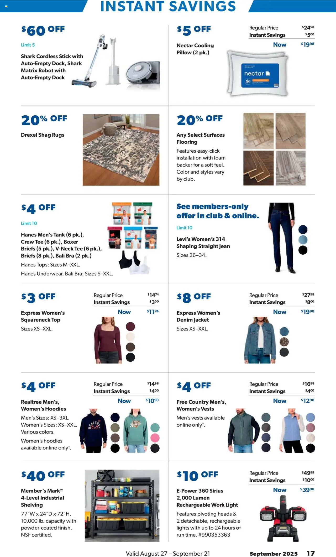 Sam's Club Instant Savings Book September - valid from 27.08.2025 | Page: 17 | Products: Pillow, Jacket, Bra, Briefs