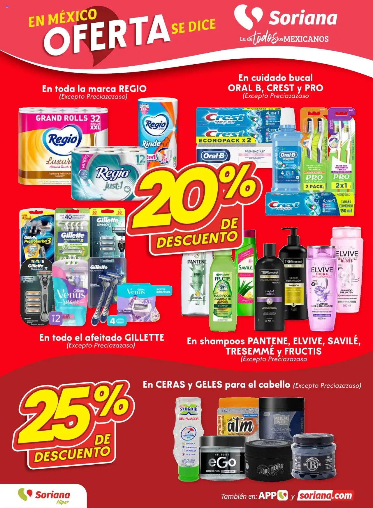 Nuevas ofertas de Soriana válidas en toda la República Mexicana desde el 09.10.2025. ¡Encuentra las mejores ofertas en Soriana - Fin de Semana Híper: Ags, Nay, Jal, Qro, Col, Mich, Gto, Hgo, Tlax, Mor, Pue, Gro, Oax, Edo. de Mex, Valle de México, Za! | Página: 4 | Productos: Fijador, Brillo, Aguacate